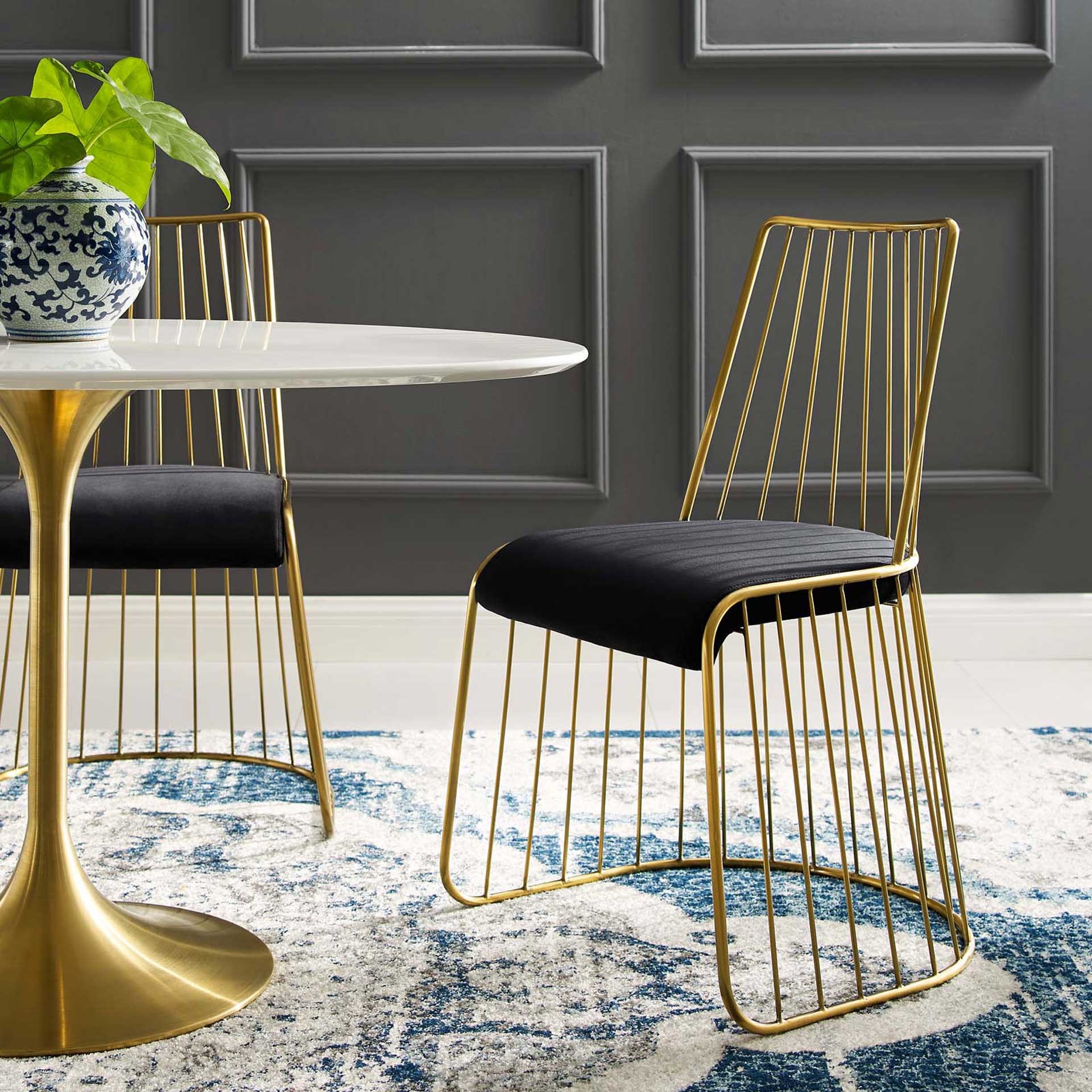 Ruth Velvet Dining Chair Gold/Black - Image 6