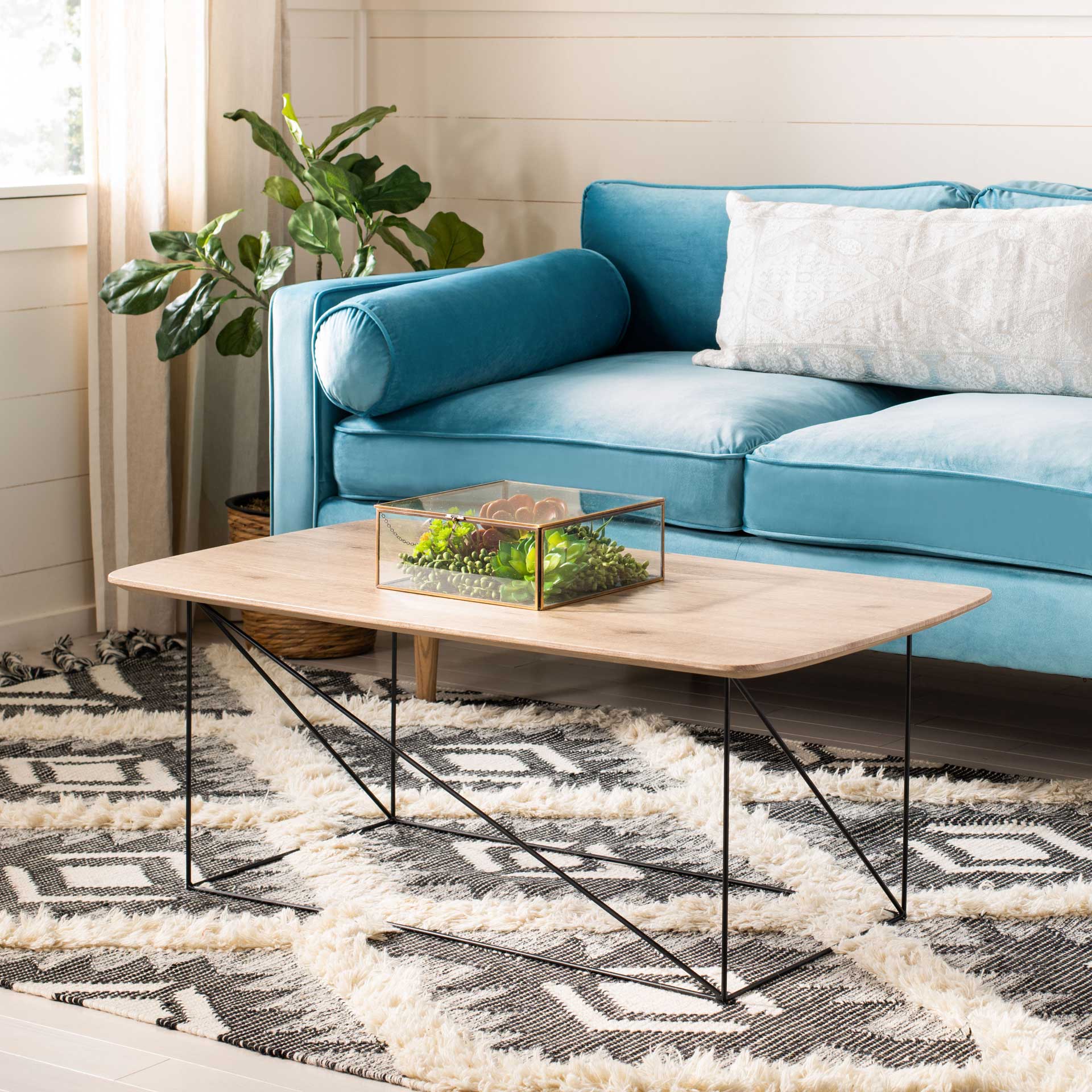 Ryder Coffee Table Taupe Brown Pine/Black - Image 5