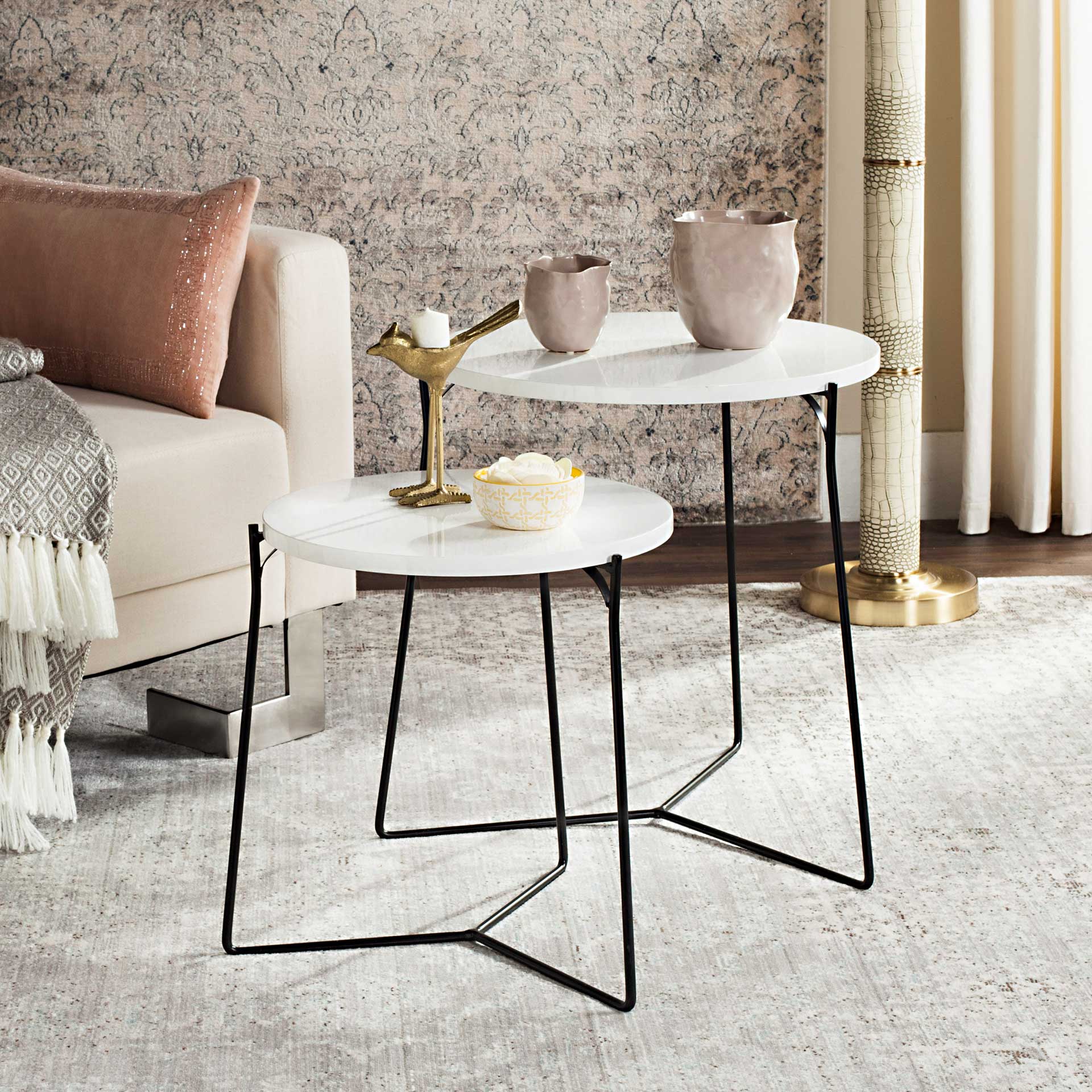 Rylan Lacquer Stacking End Table White/Black - Image 7