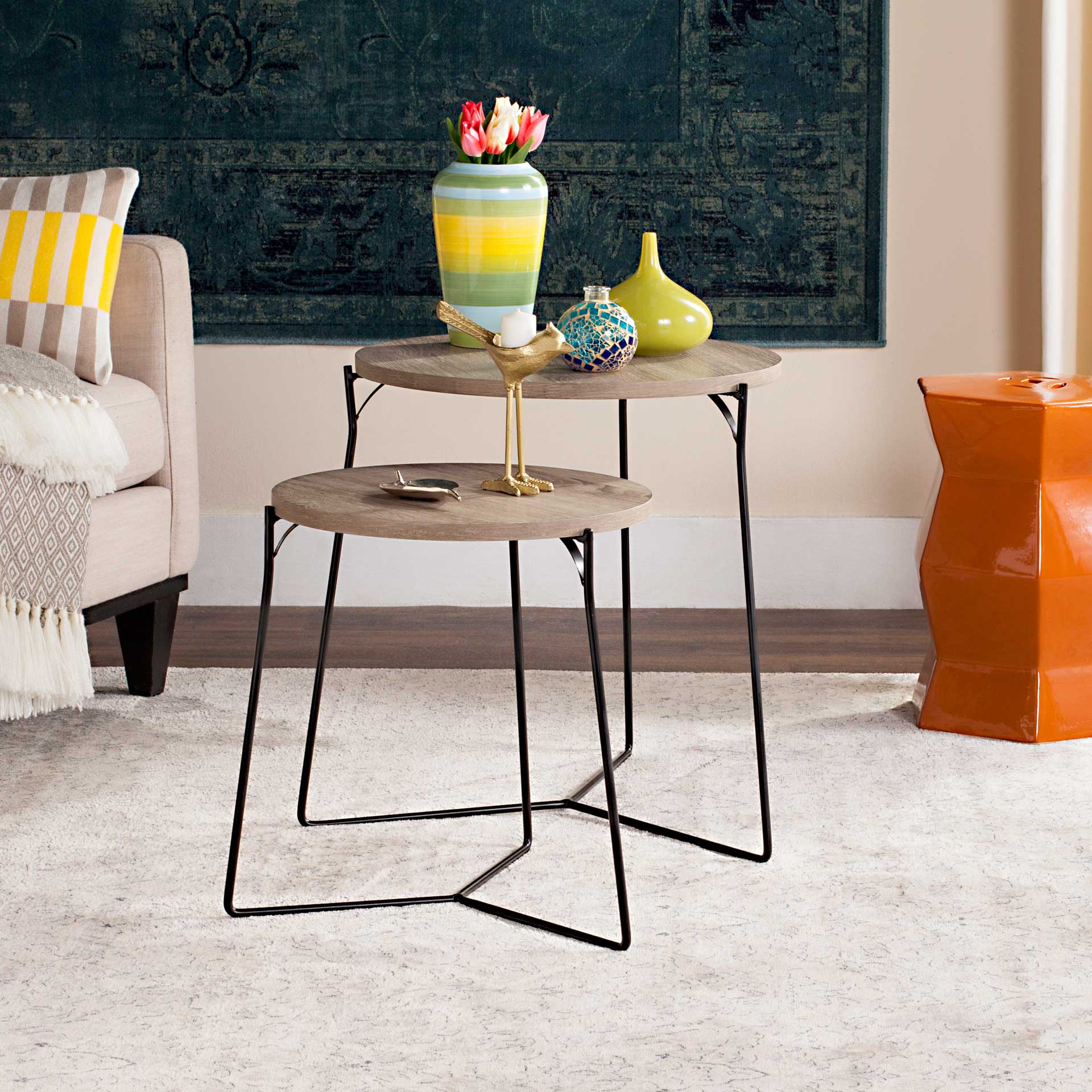 Rylan Stacking End Table Light Oak/Black - Image 7