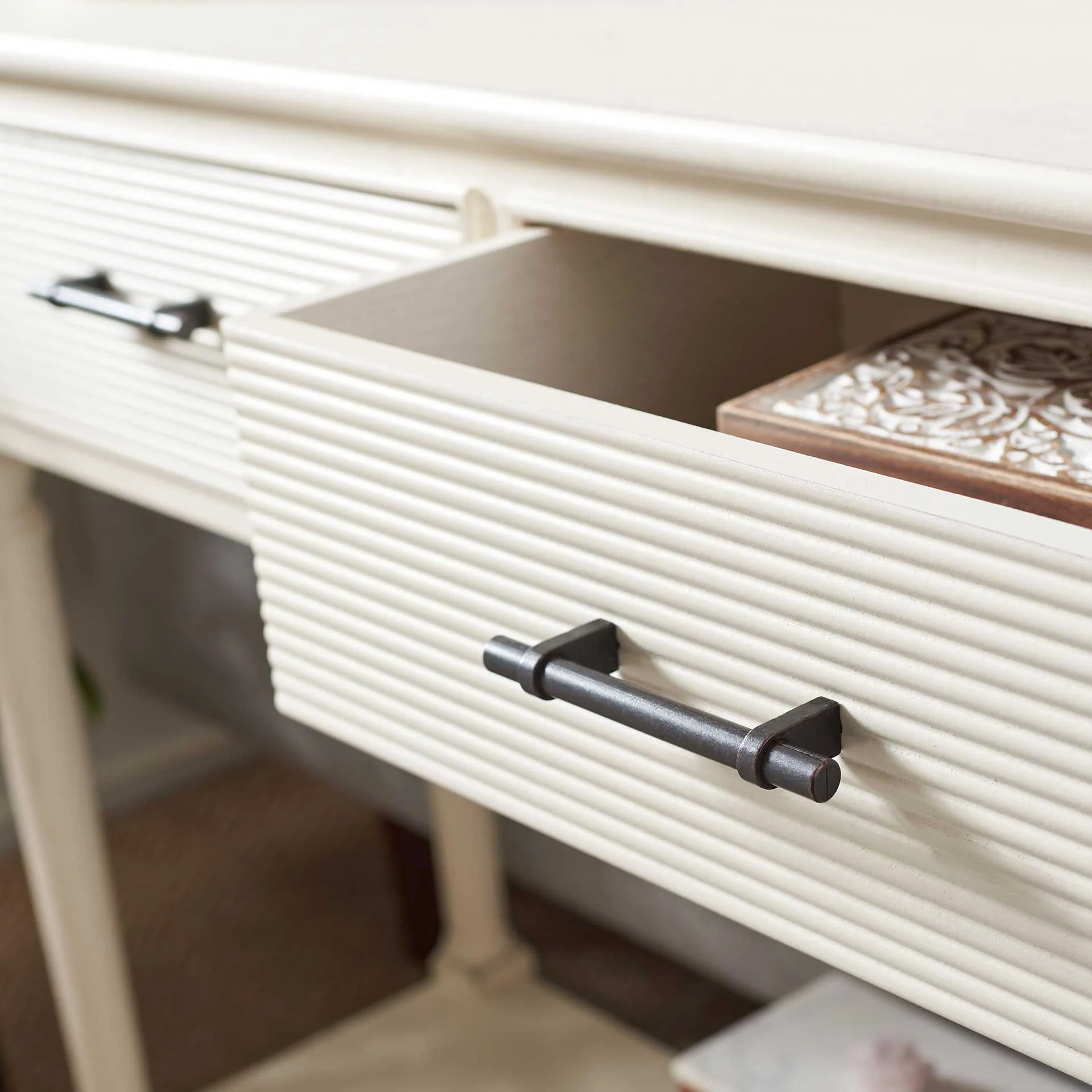 Rylee 2 Drawer Console Table Distressed White - Image 7
