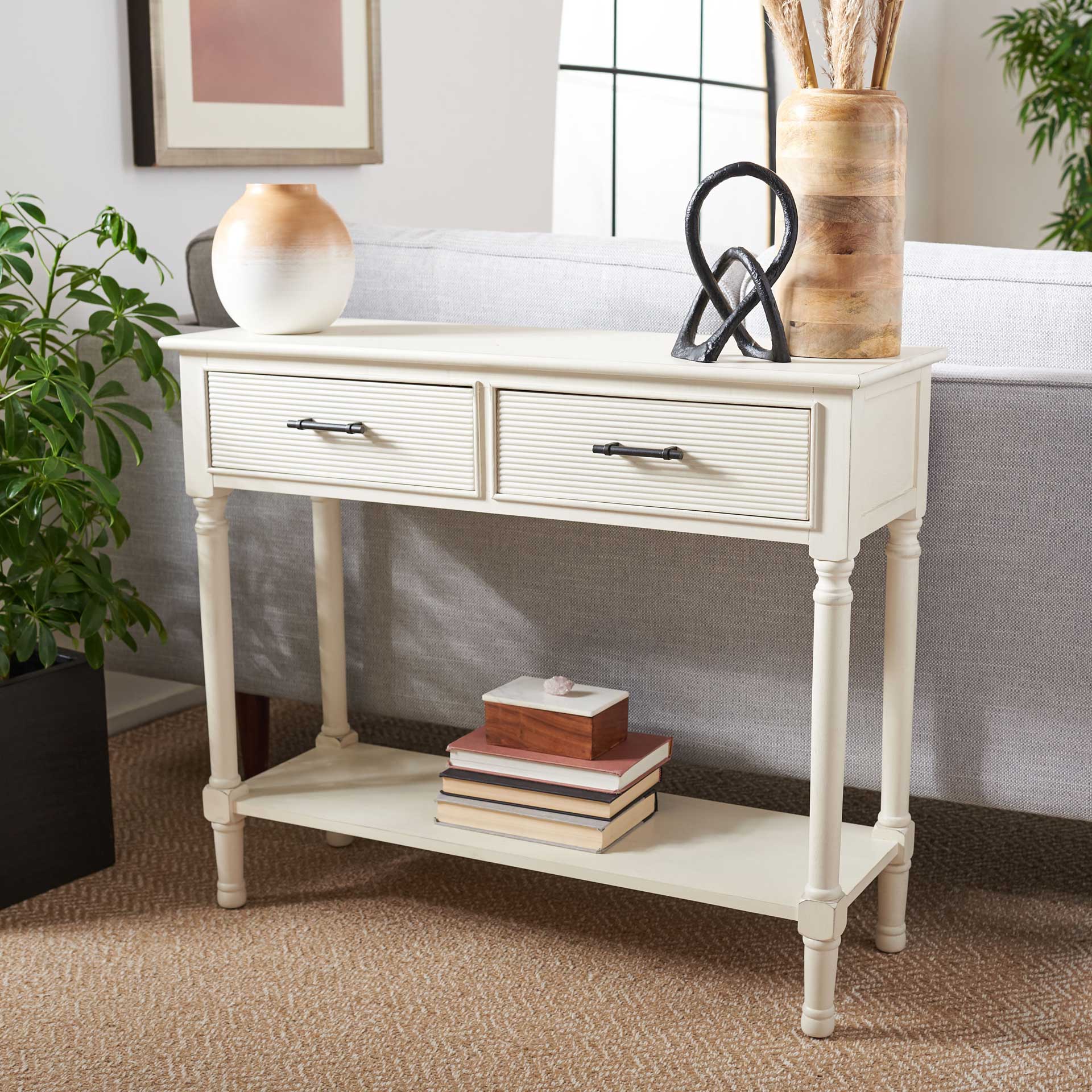 Rylee 2 Drawer Console Table Distressed White - Image 8