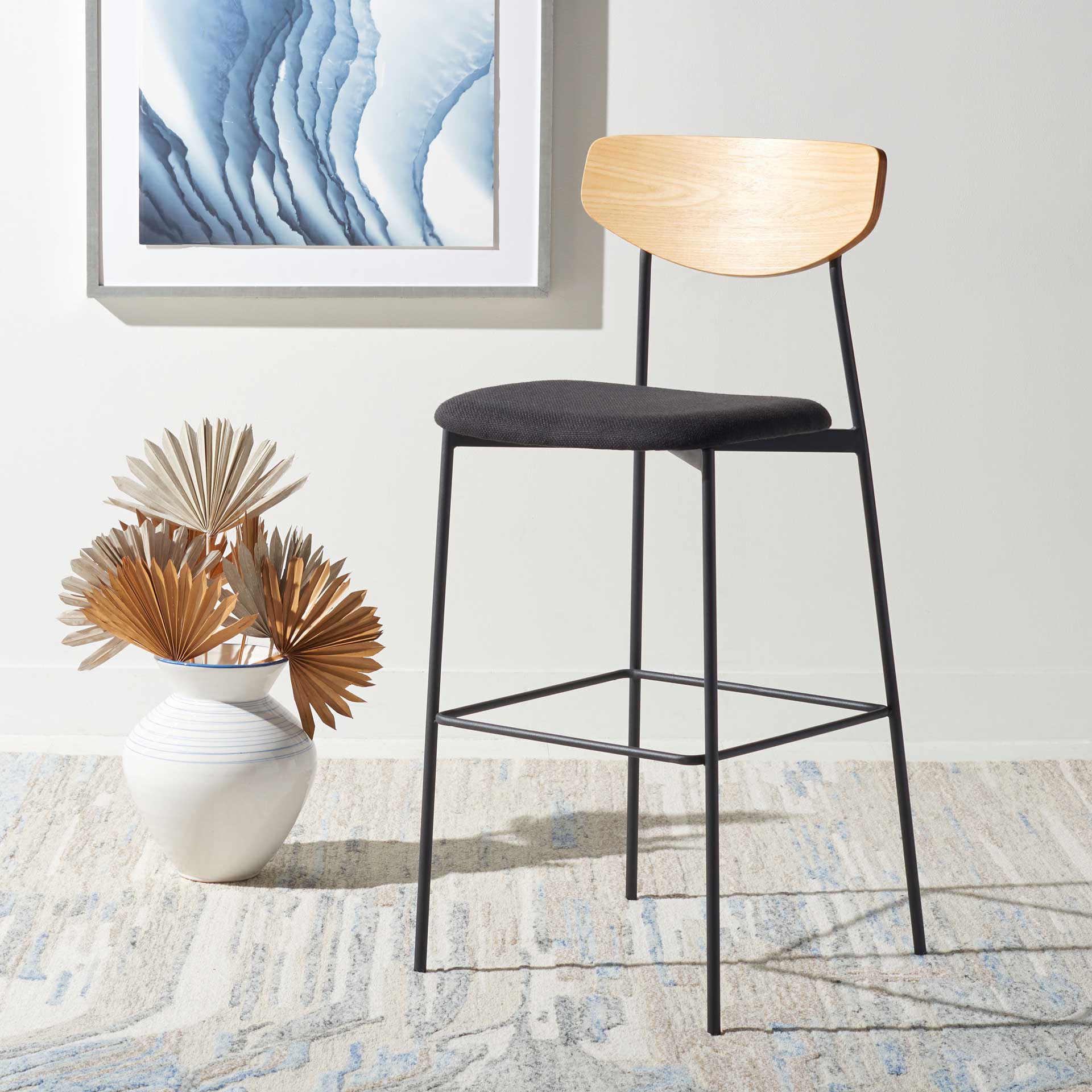 Ryne Bar Stool Oak/Black - Image 4