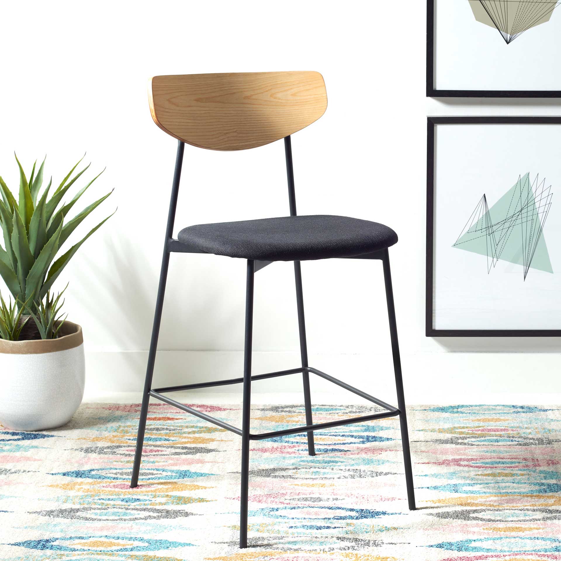 Ryne Bar Stool Oak/Black - Image 8