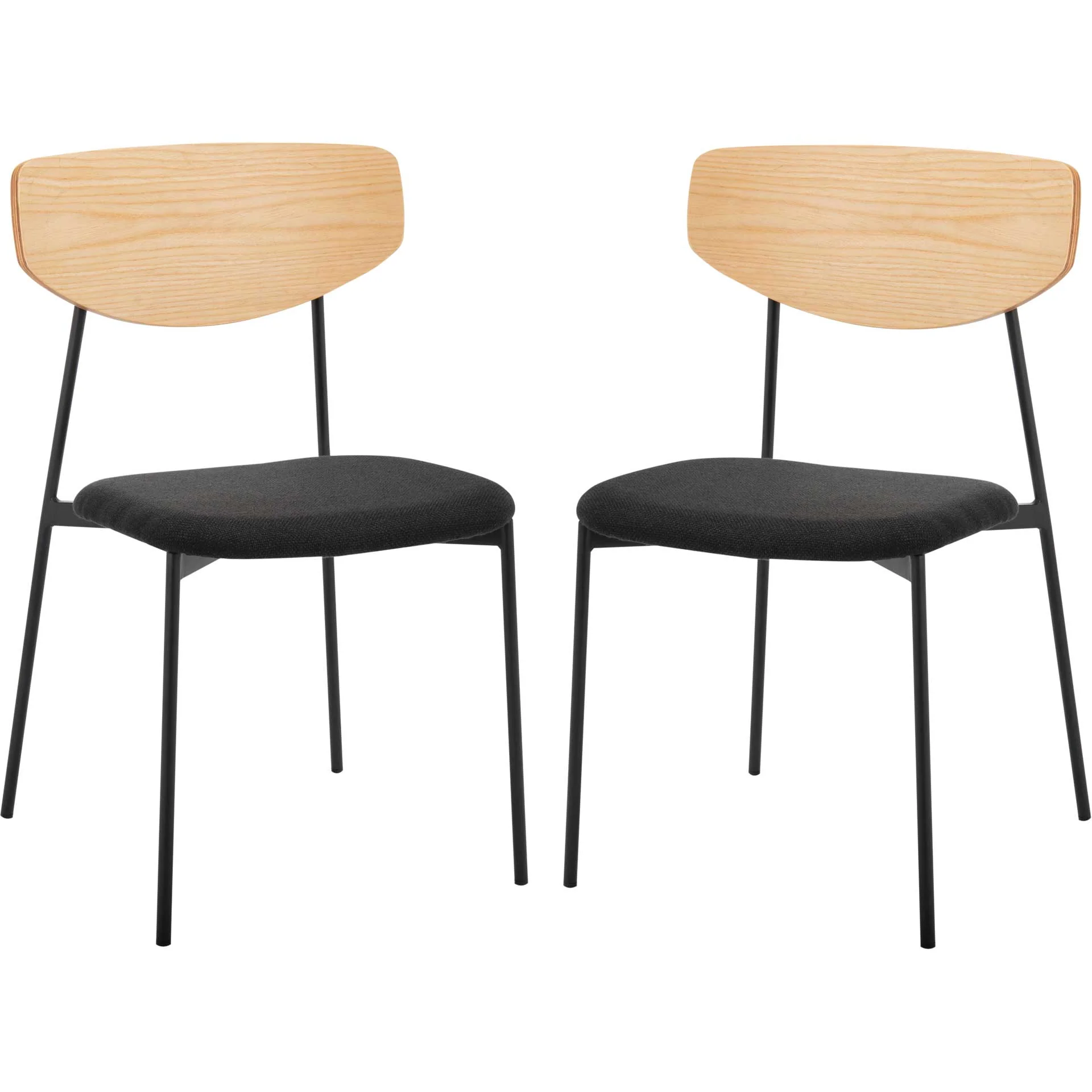 Ryne Dining Chair Oak/Black (Set of 2) - Image 2