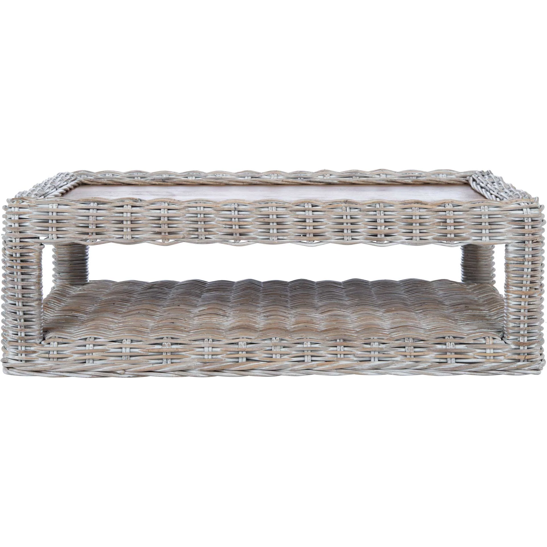 Sabine Rattan Coffee Table Gray White Wash/Natural - Image 2