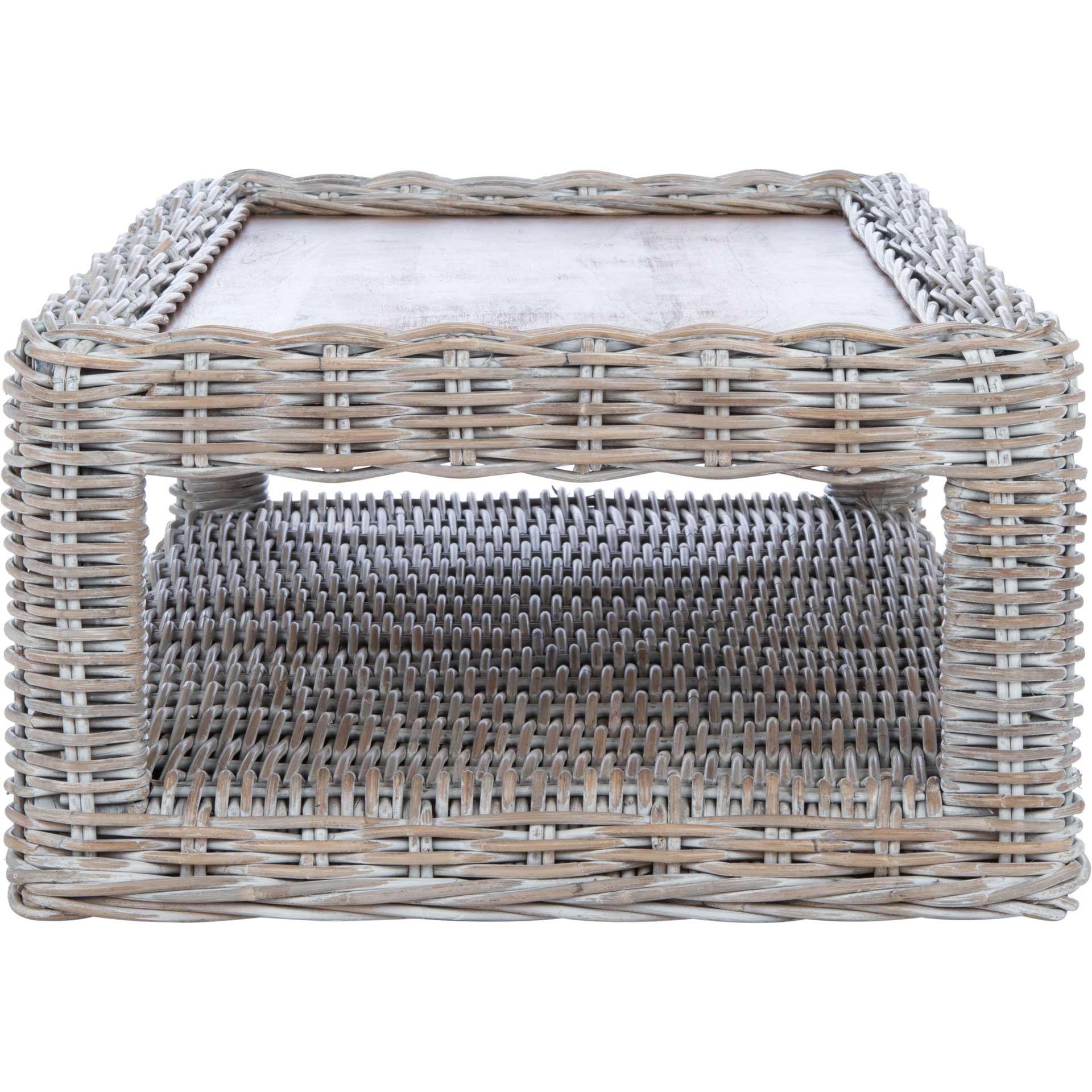 Sabine Rattan Coffee Table Gray White Wash/Natural - Image 3