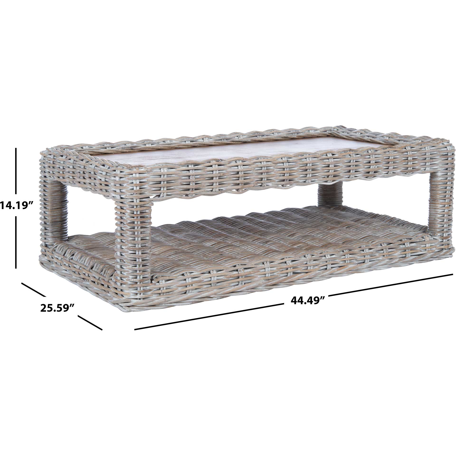 Sabine Rattan Coffee Table Gray White Wash/Natural - Image 6