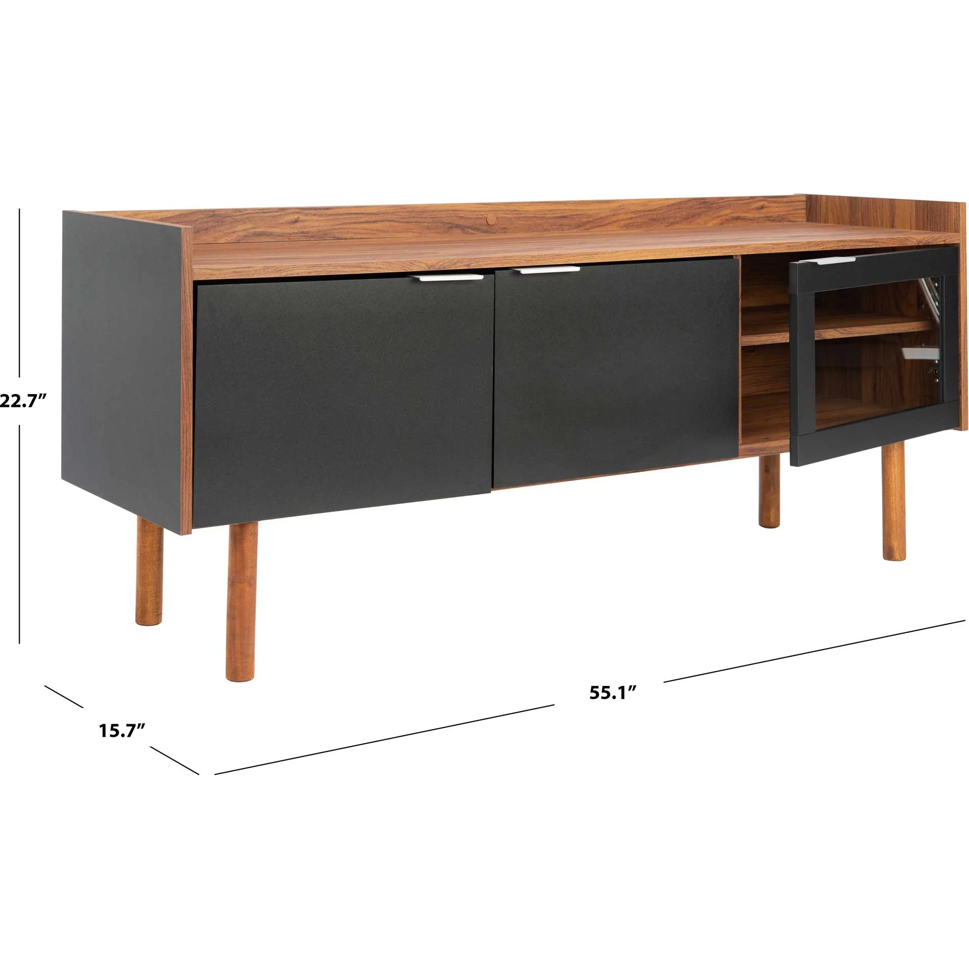 Sade 2 Shelf Media Stand Walnut/Black - Image 8