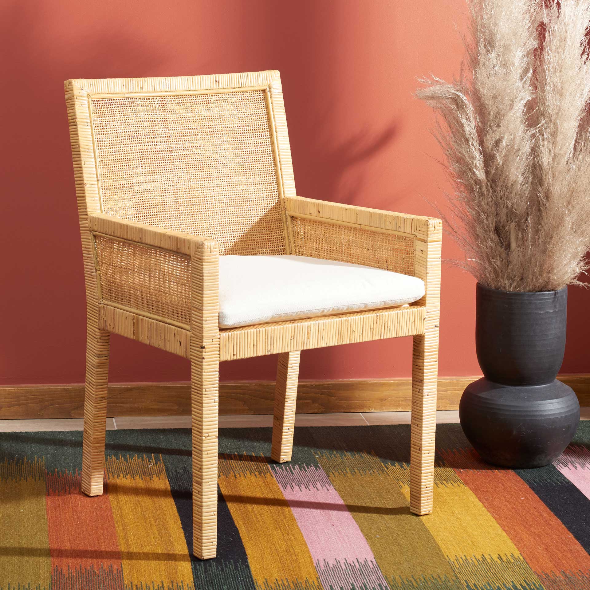 Saffron Accent Chair With Cushion Natural/White - Image 6