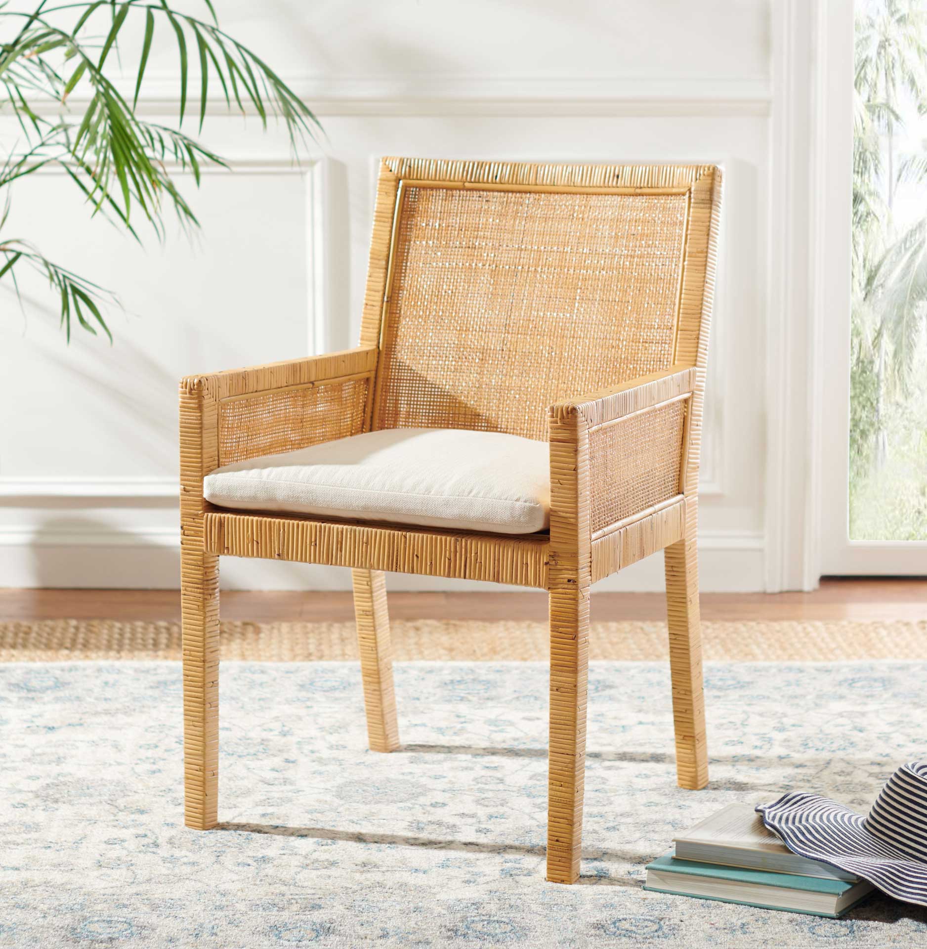 Saffron Accent Chair With Cushion Natural/White - Image 7