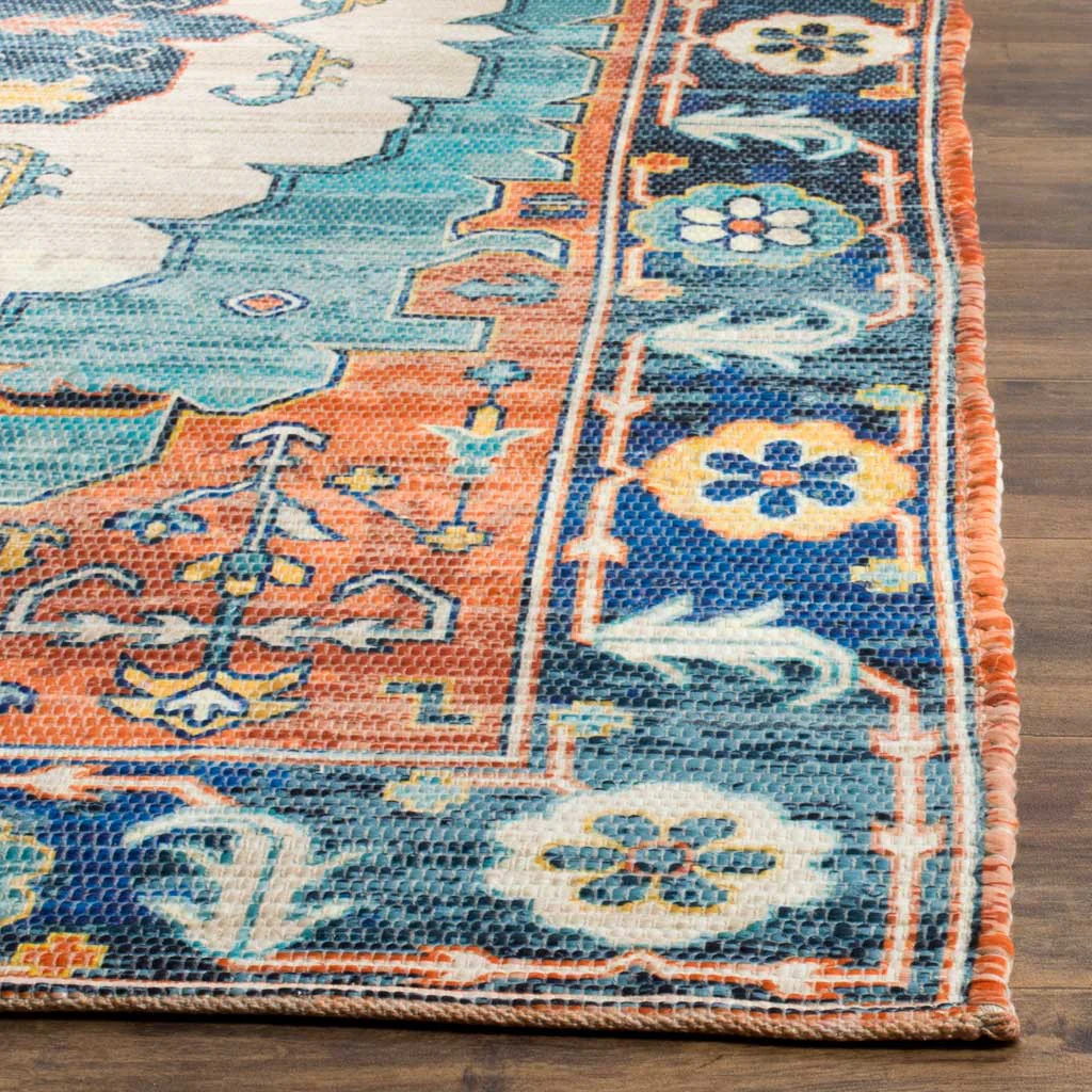 Saffron Blue/Coral Area Rug - Image 2