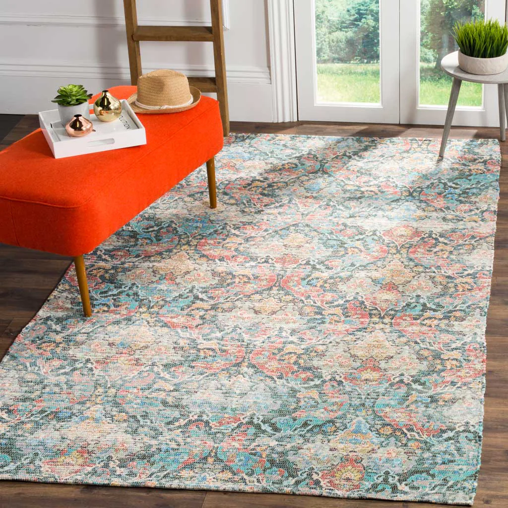 Saffron Coral/Aqua Area Rug - Image 4