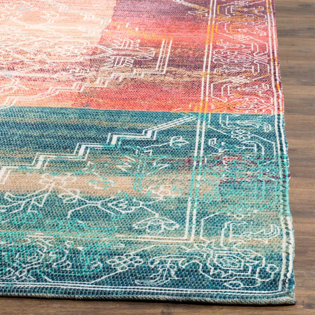 Saffron Patch Coral/Aqua Area Rug - Image 2