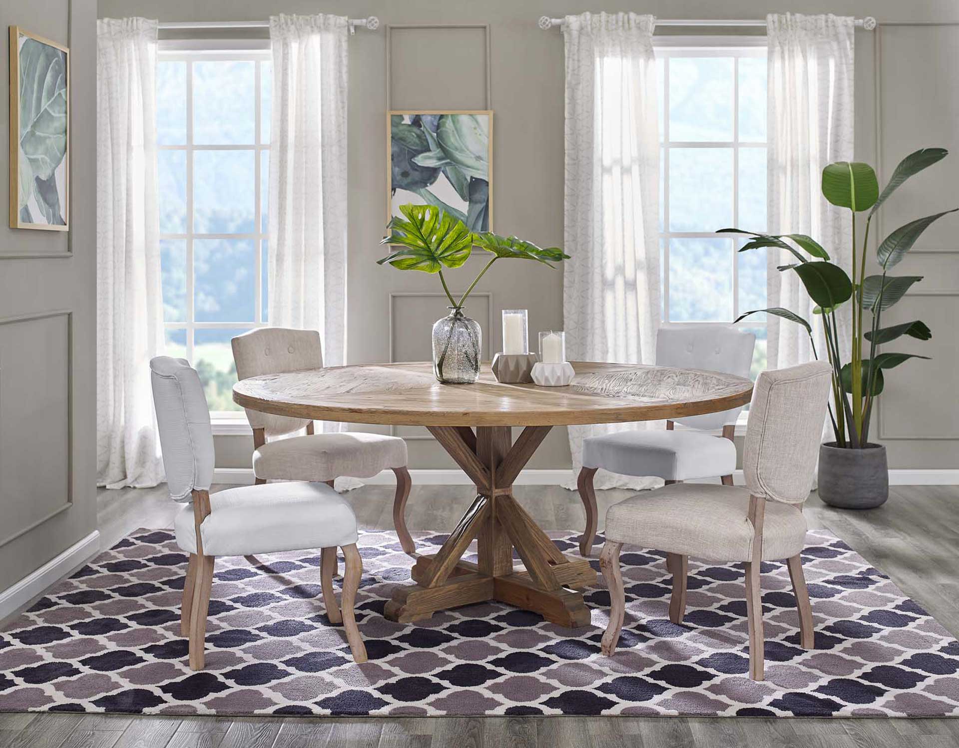 Saga Round Pine Wood Dining Table Brown - Image 5