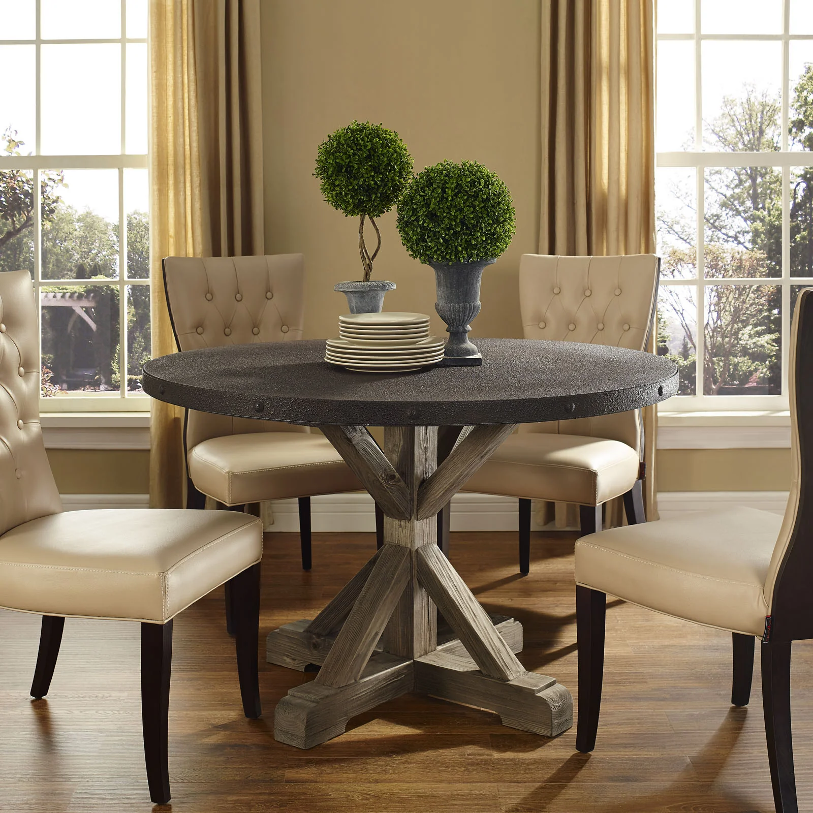 Saga Wood Top Dining Table Brown - Image 4