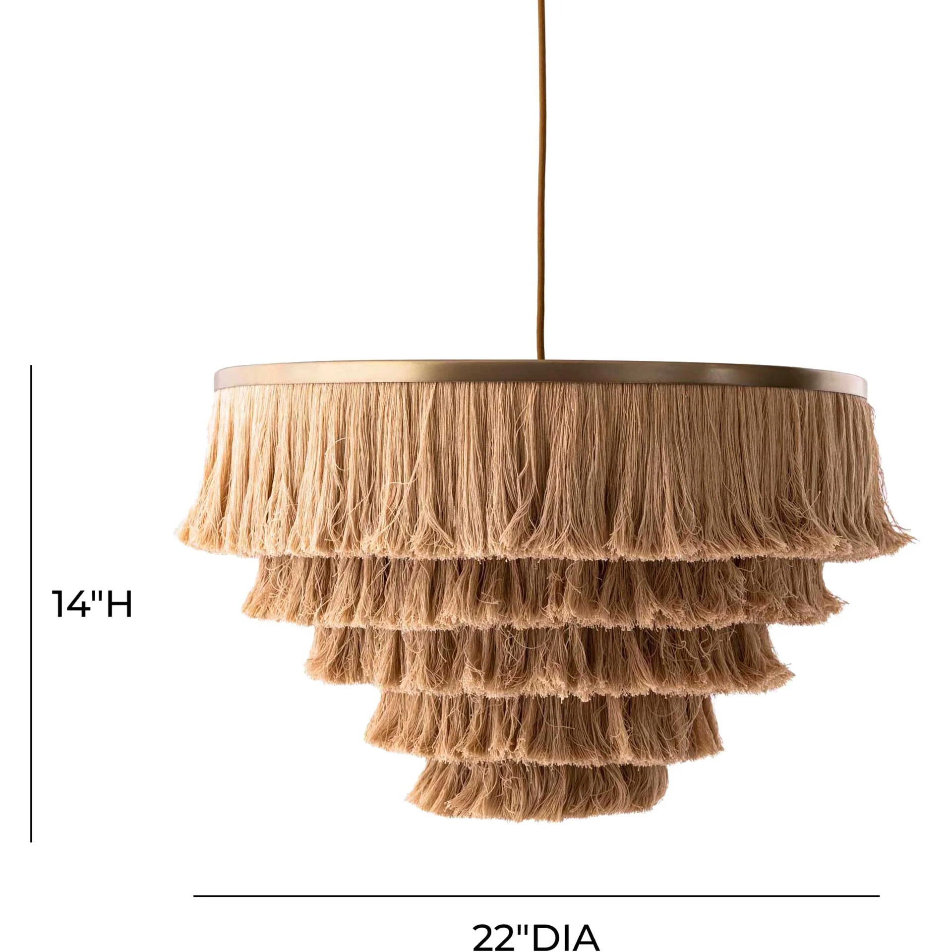 Salome Fringe Pendant Brass/Natural - Image 5