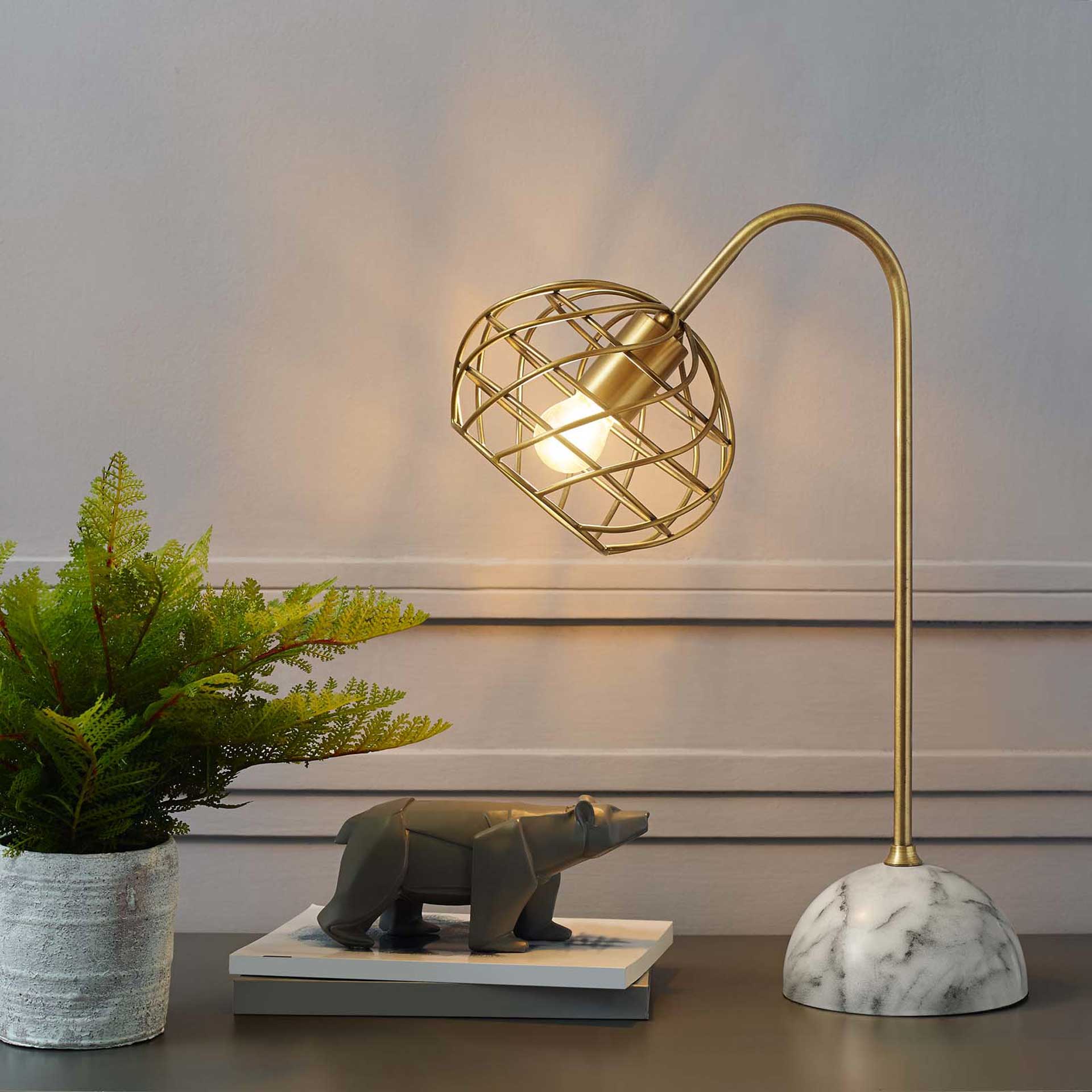 Sandy White Marble Table Lamp Brass Gold/White - Image 4