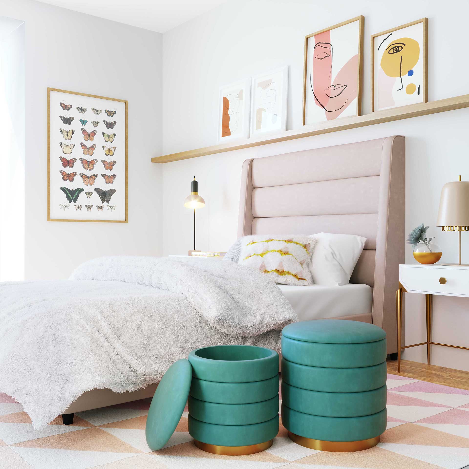 Sanford Storage Ottomans Teal - Image 6