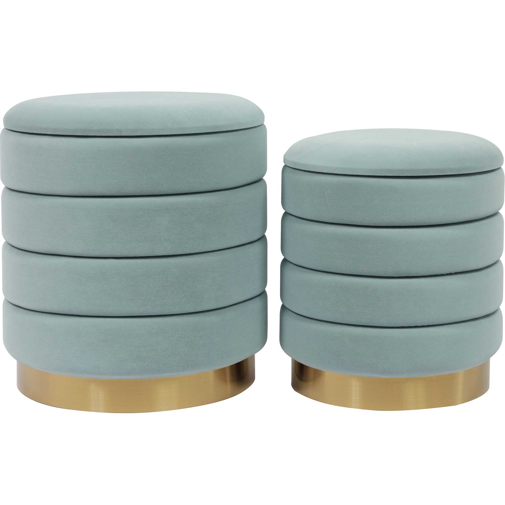 Sanford Velvet Storage Ottomans Sea Blue - Image 2