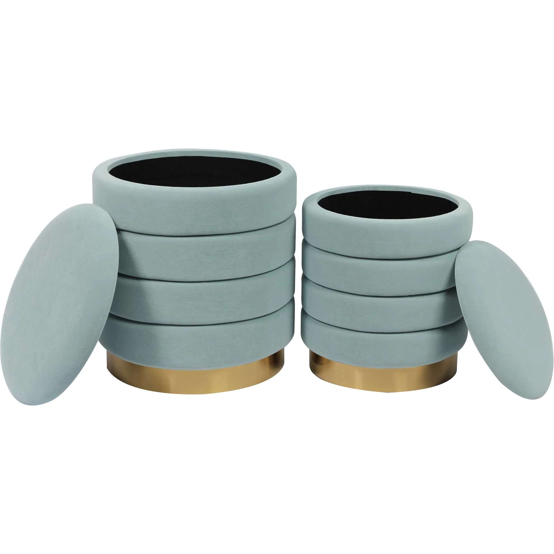 Sanford Velvet Storage Ottomans Sea Blue - Image 3