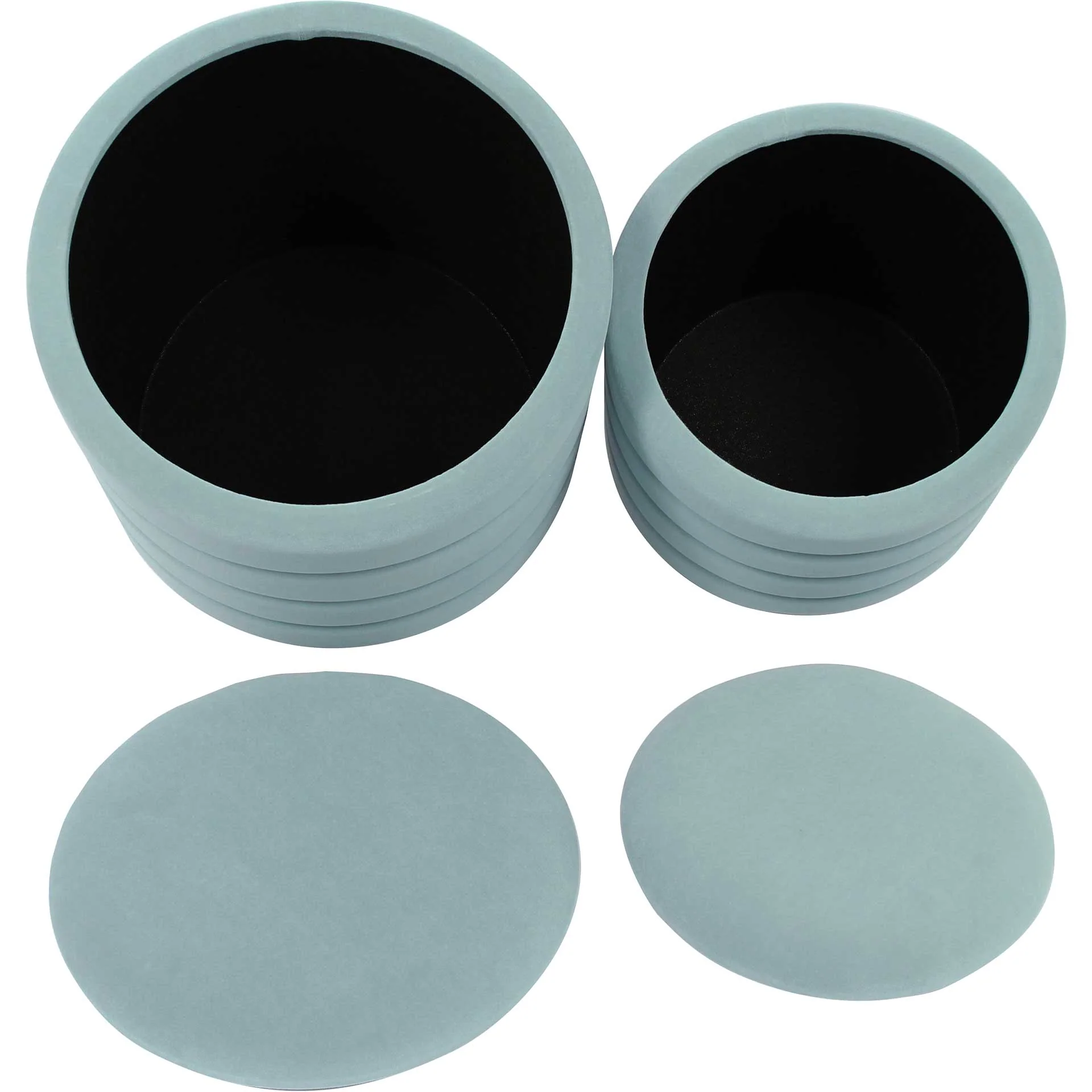Sanford Velvet Storage Ottomans Sea Blue - Image 4