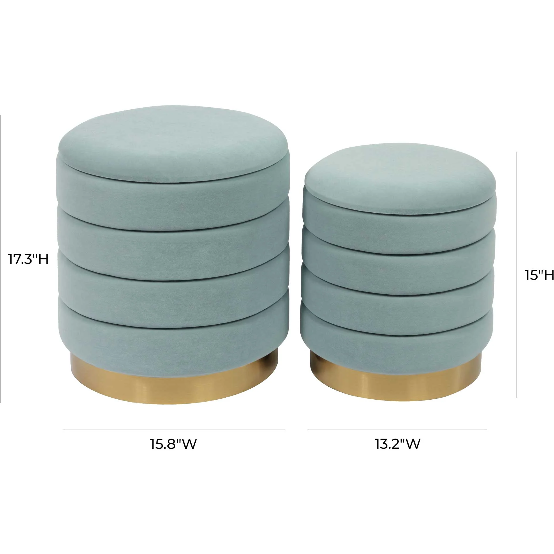 Sanford Velvet Storage Ottomans Sea Blue - Image 5