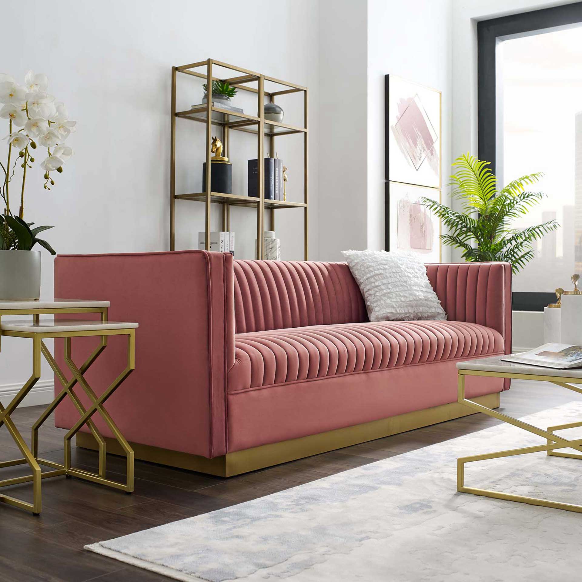 Sangamon Velvet Sofa Dusty Rose - Image 5