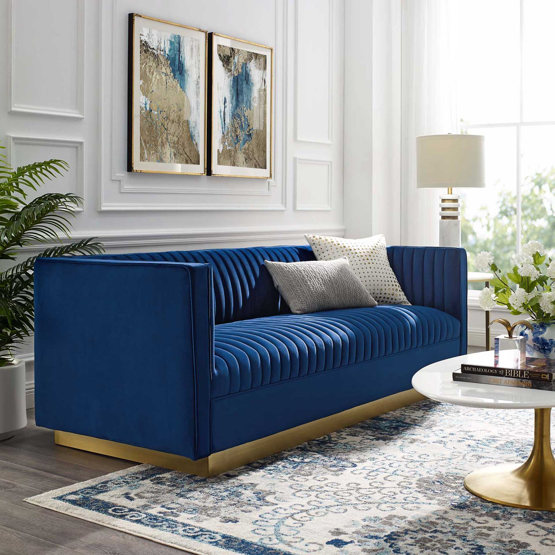 Sangamon Velvet Sofa Navy - Image 5