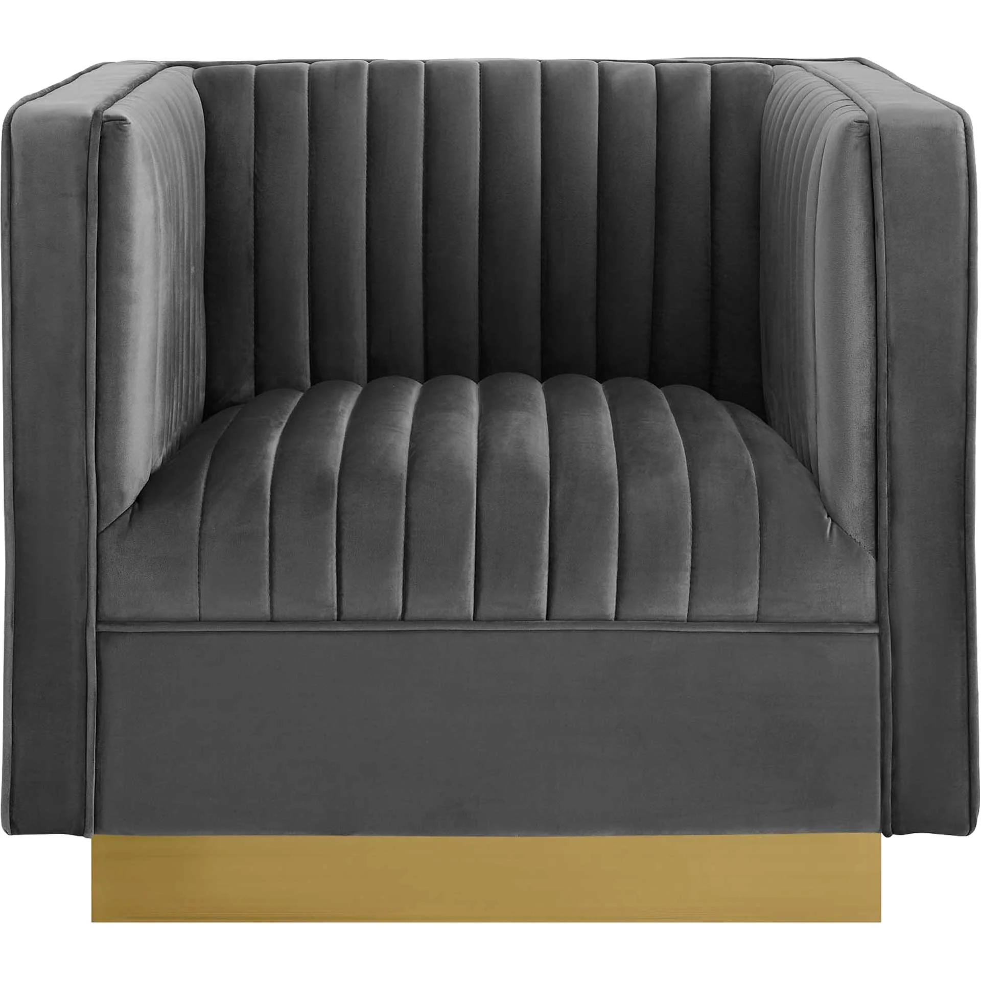 Sangamon Vertical Channel Tufted Velvet Armchair Gray - Image 2