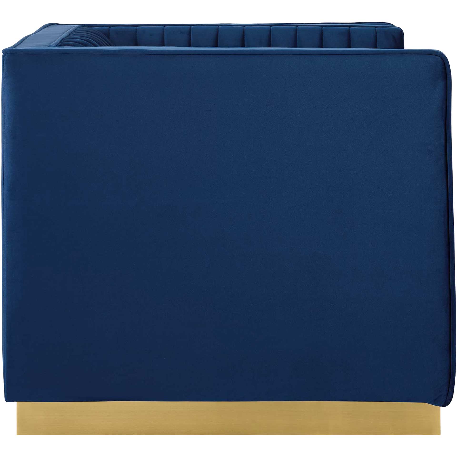 Sangamon Vertical Channel Tufted Velvet Armchair Navy - Image 3