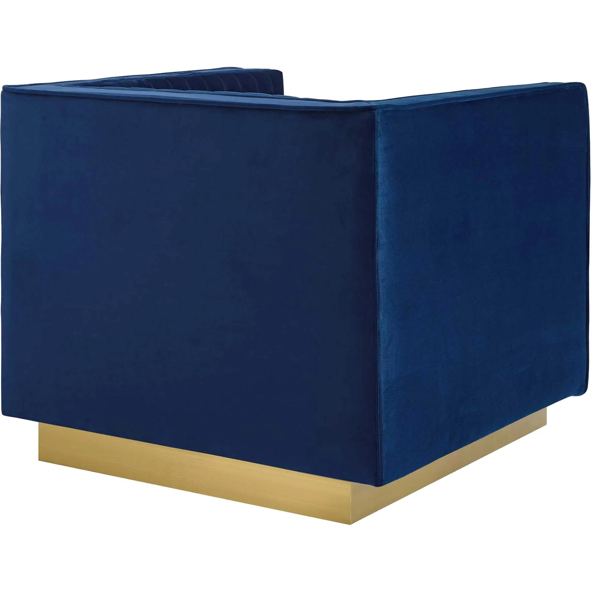 Sangamon Vertical Channel Tufted Velvet Armchair Navy - Image 4