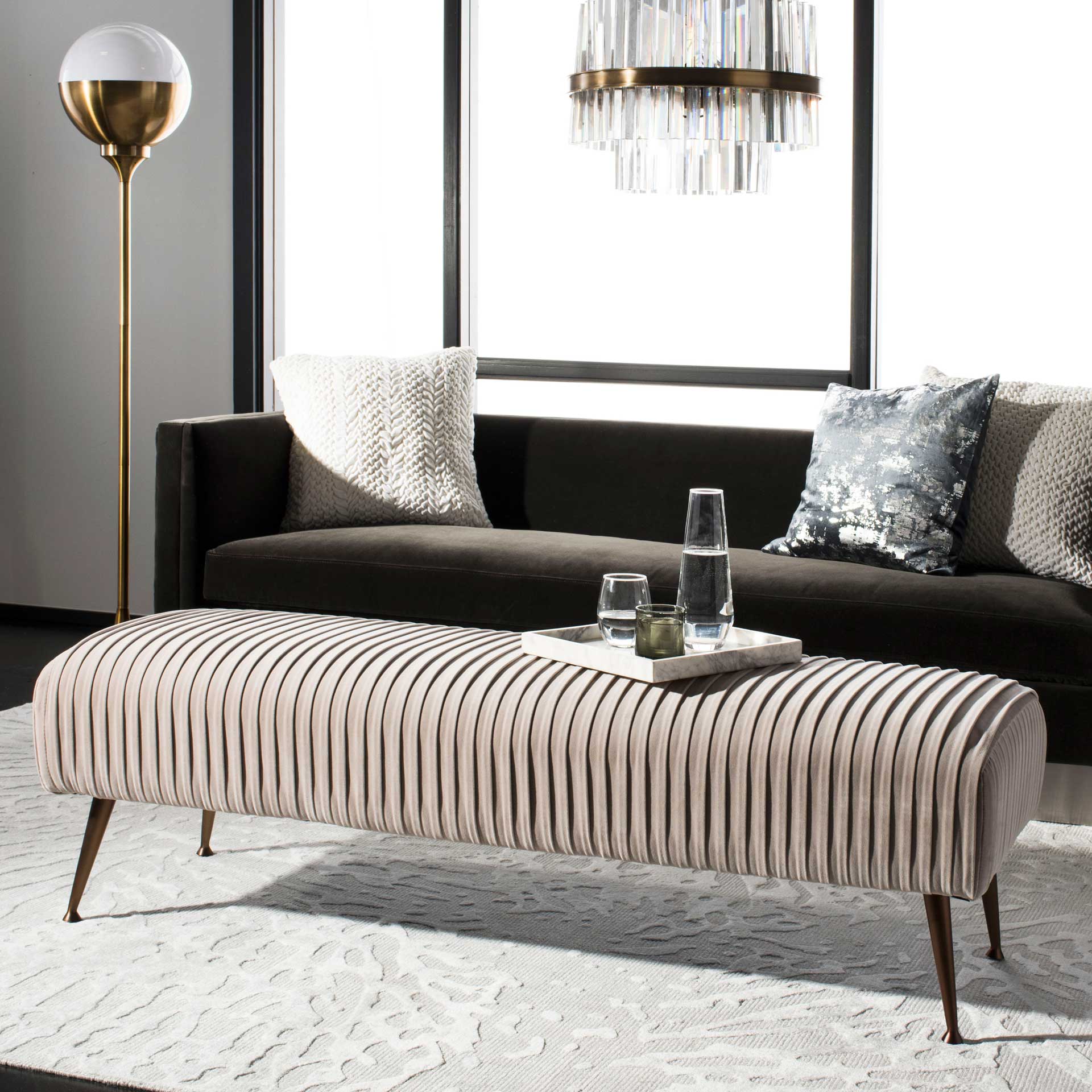 Sanguine Velvet Bench Brass/Giotto Almond - Image 7