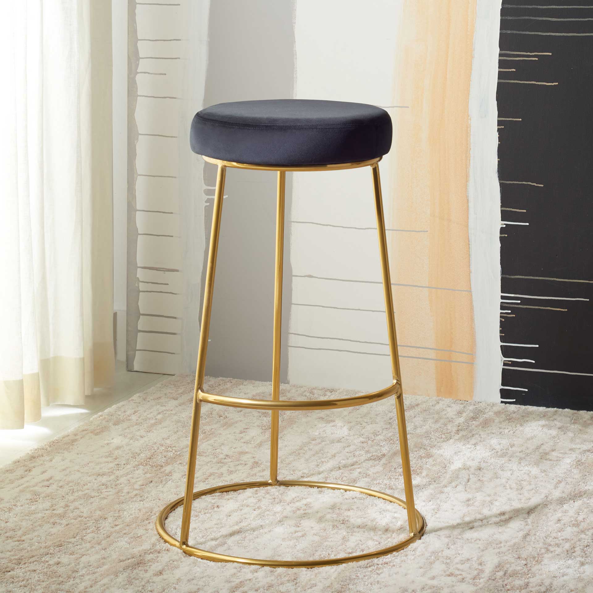 Sarah Round Bar Stool Black/Gold - Image 4