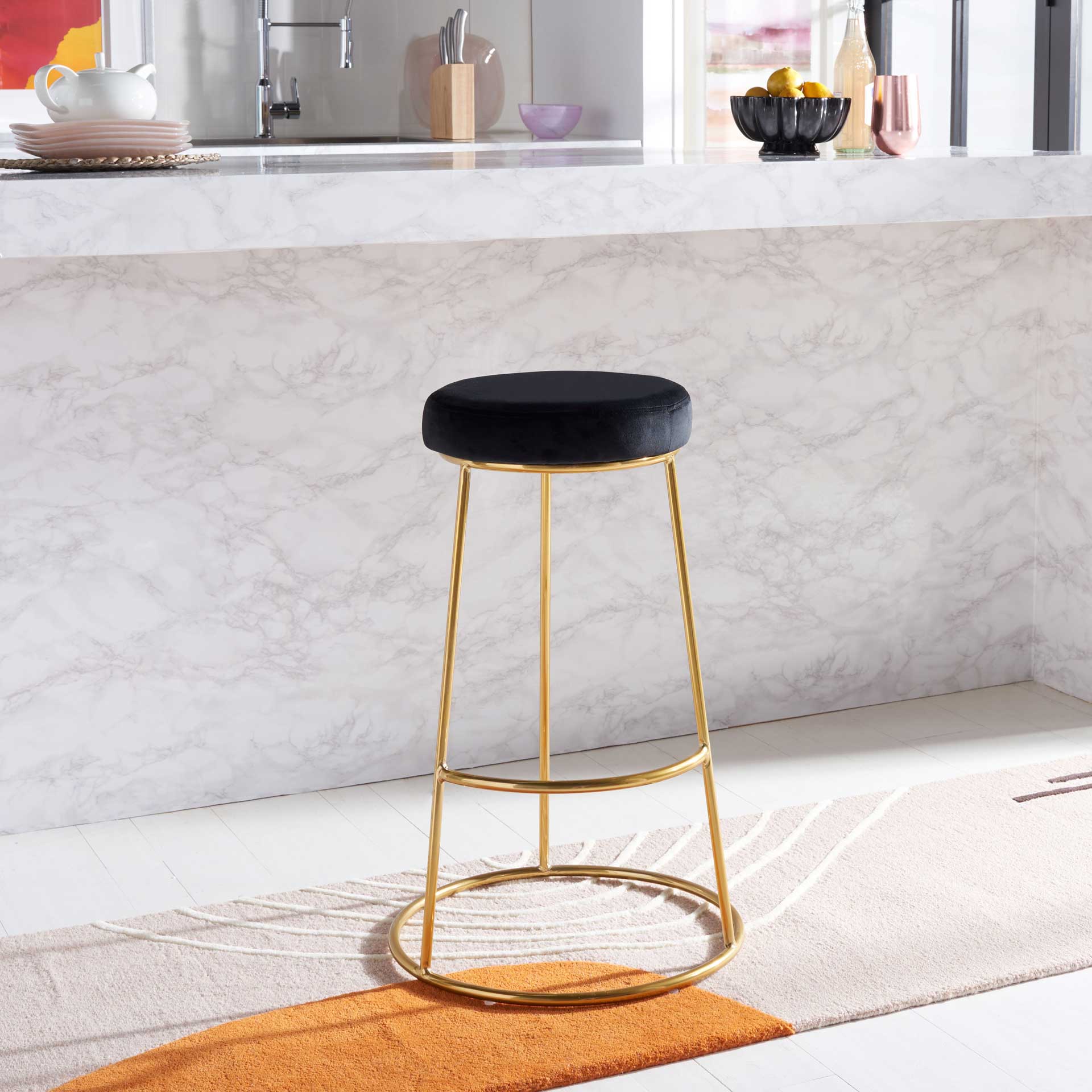 Sarah Round Bar Stool Black/Gold - Image 5