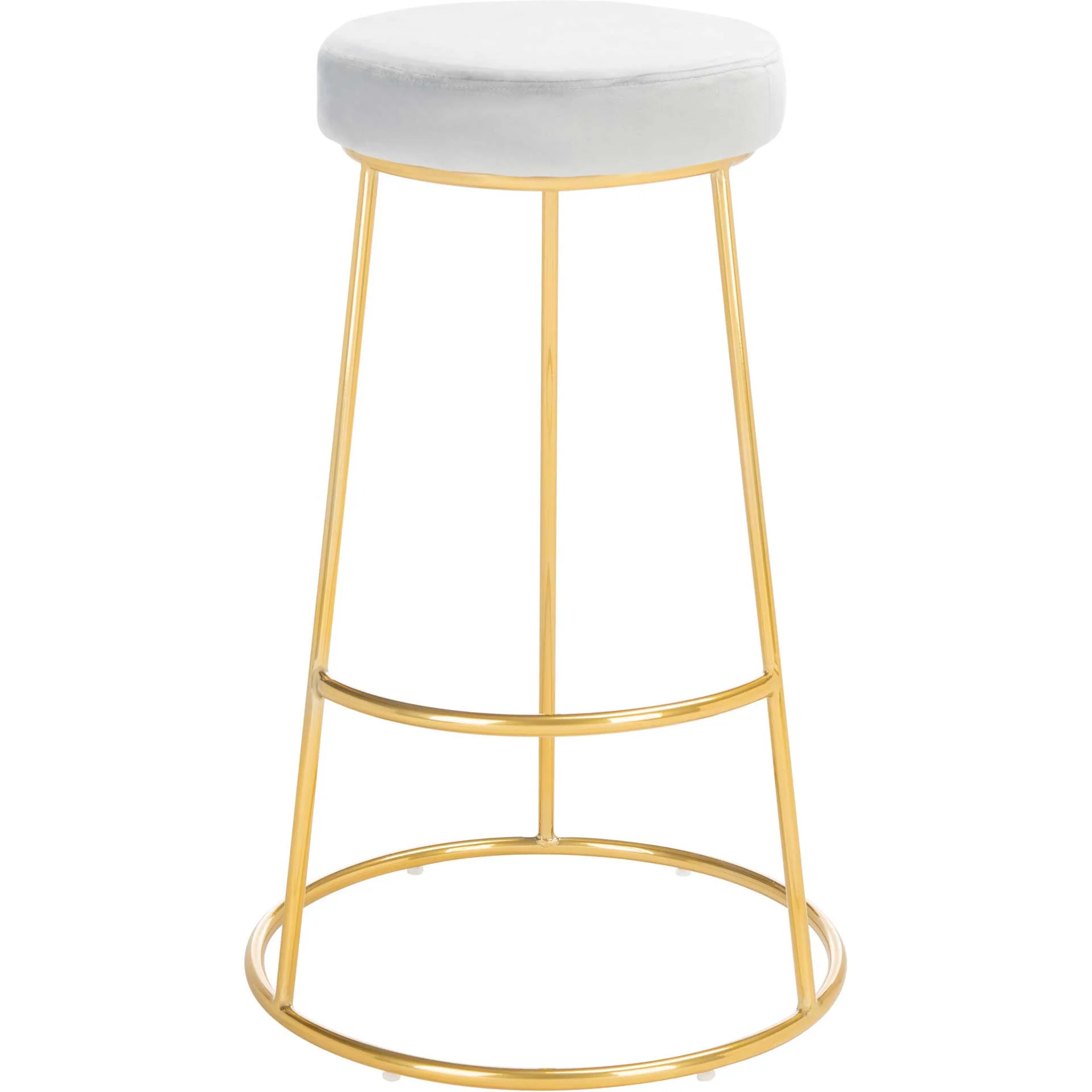 Sarah Round Bar Stool Light Gray/Gold - Image 2