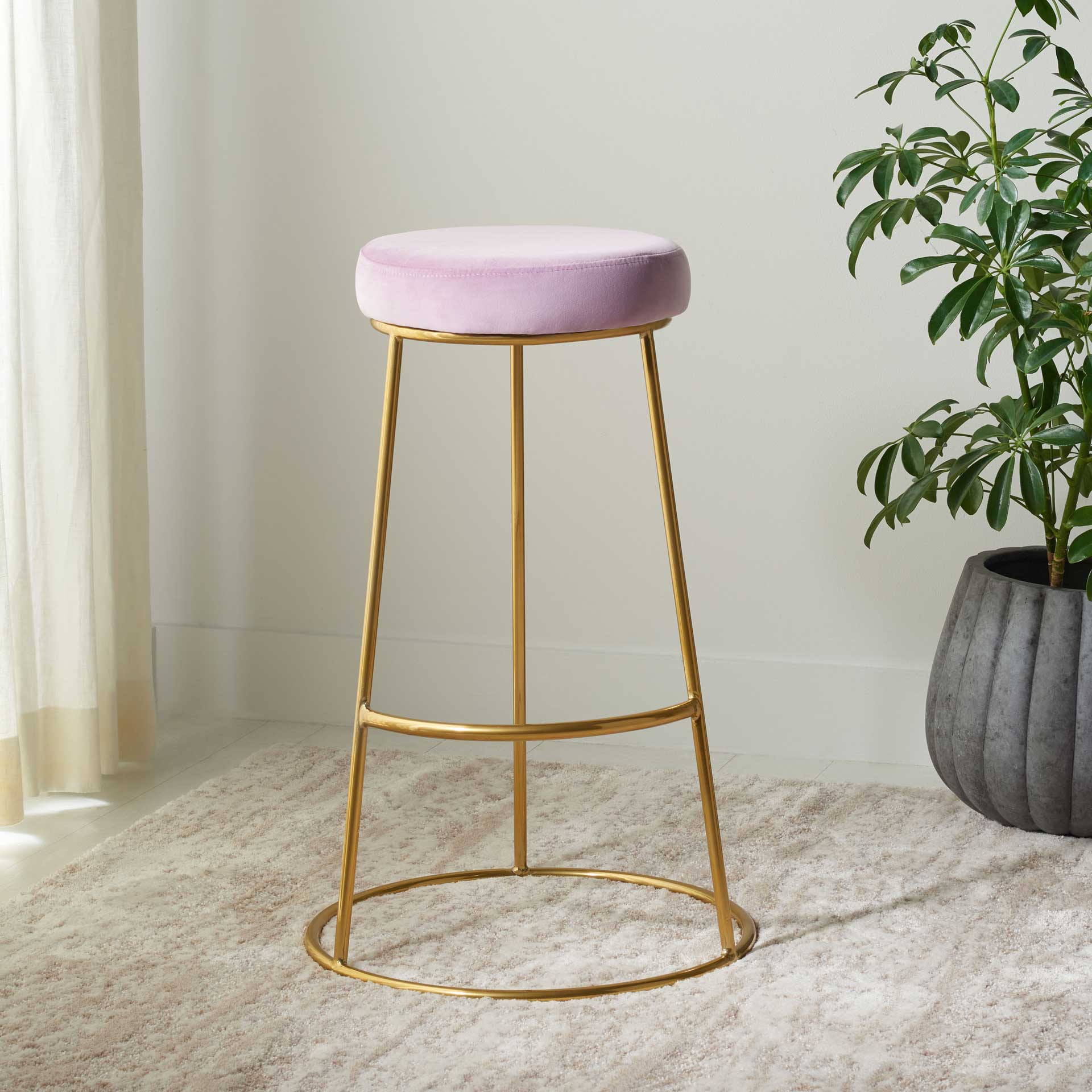 Sarah Round Bar Stool Lilac/Gold - Image 4