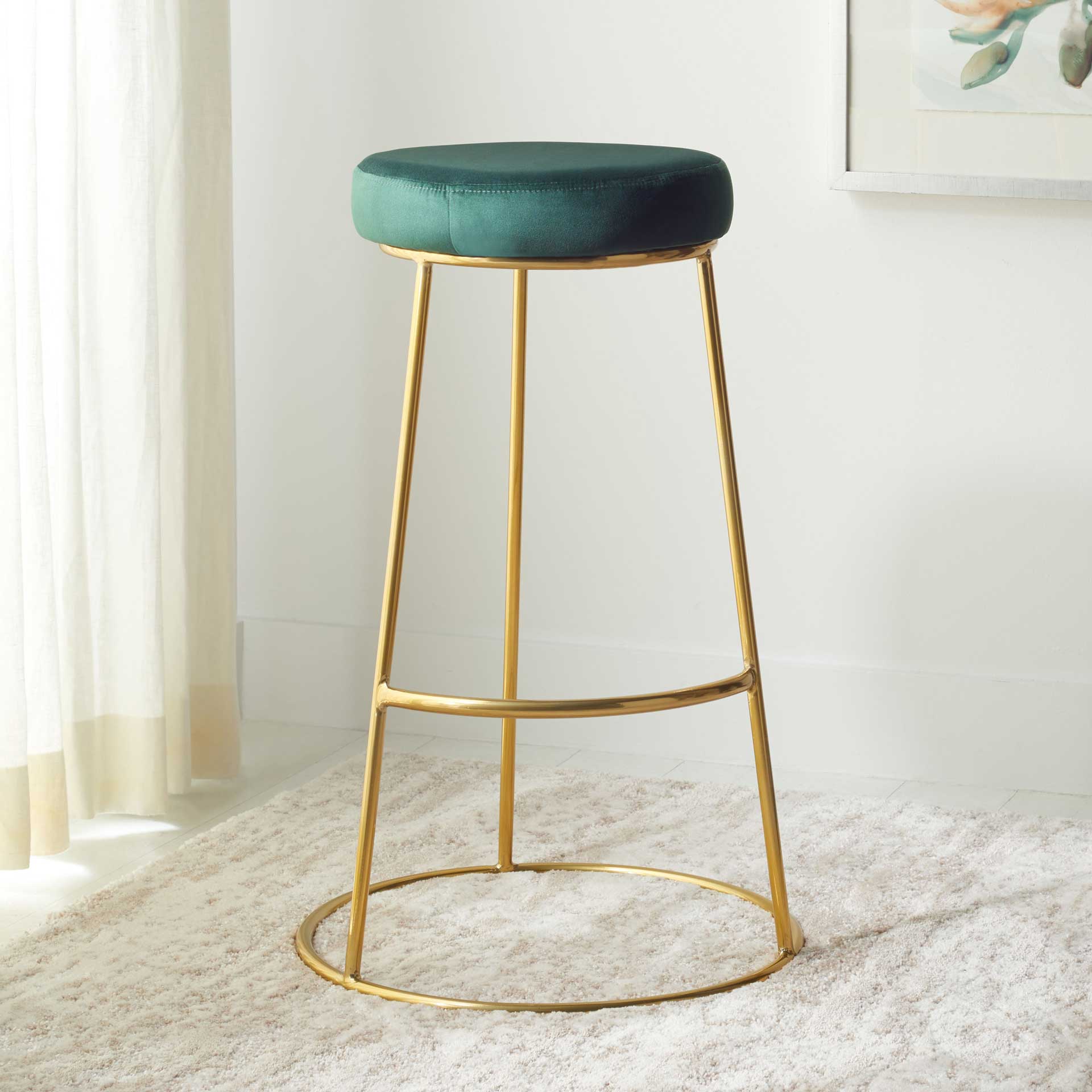 Sarah Round Bar Stool Malachite Green/Gold - Image 4