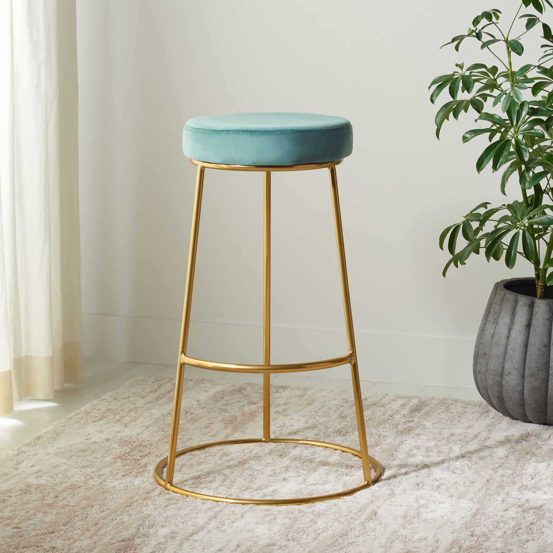 Sarah Round Bar Stool Seafoam/Gold - Image 4