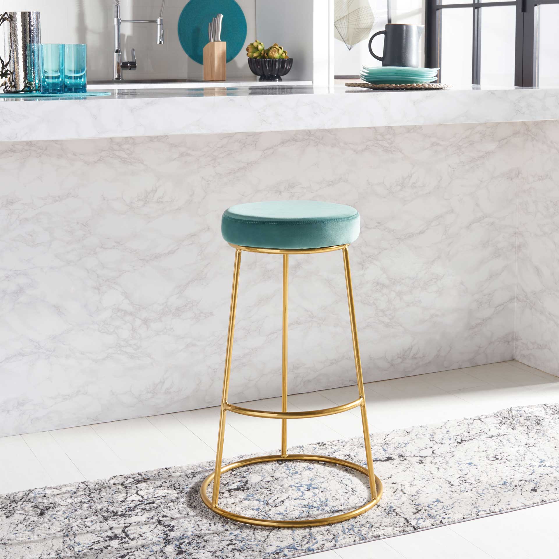 Sarah Round Bar Stool Seafoam/Gold - Image 5