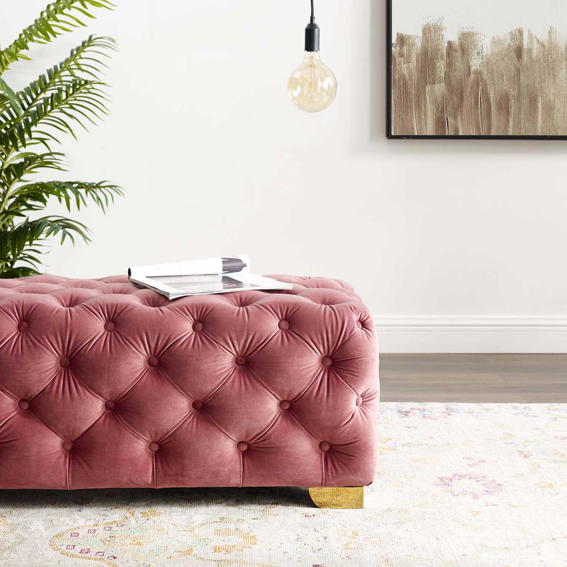 Sarah Velvet Bench Dusty Rose - Image 5