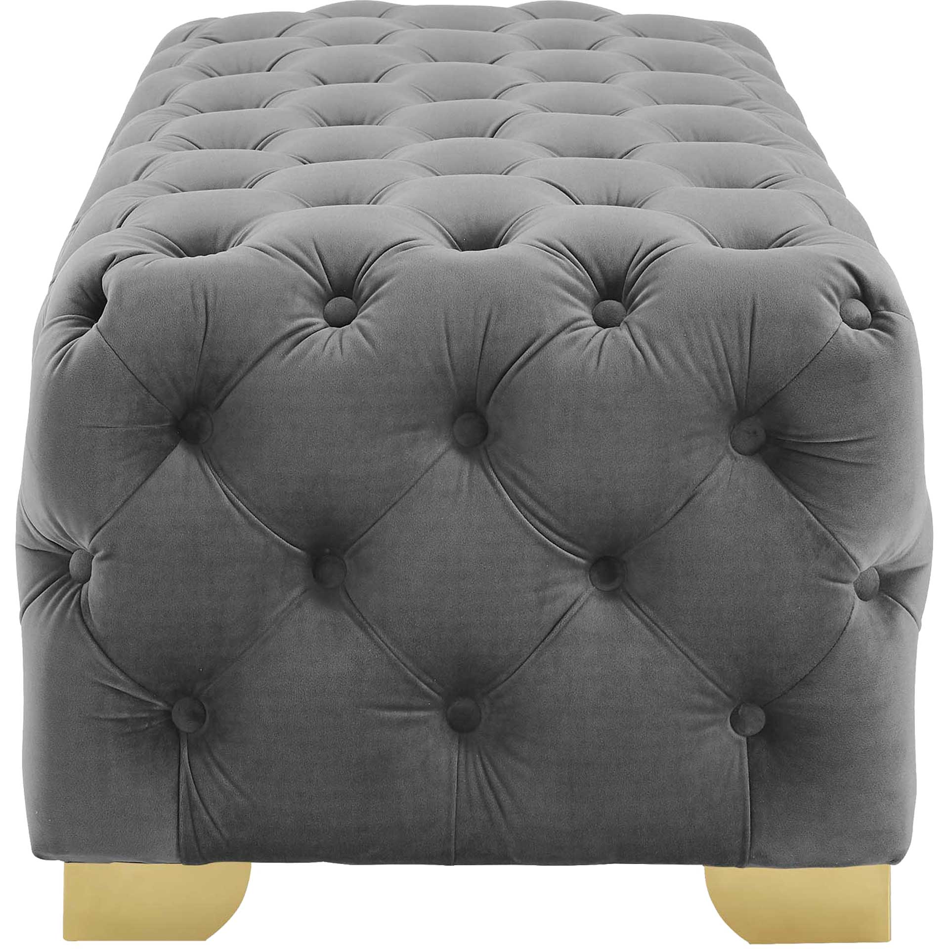 Sarah Velvet Bench Gray - Image 3