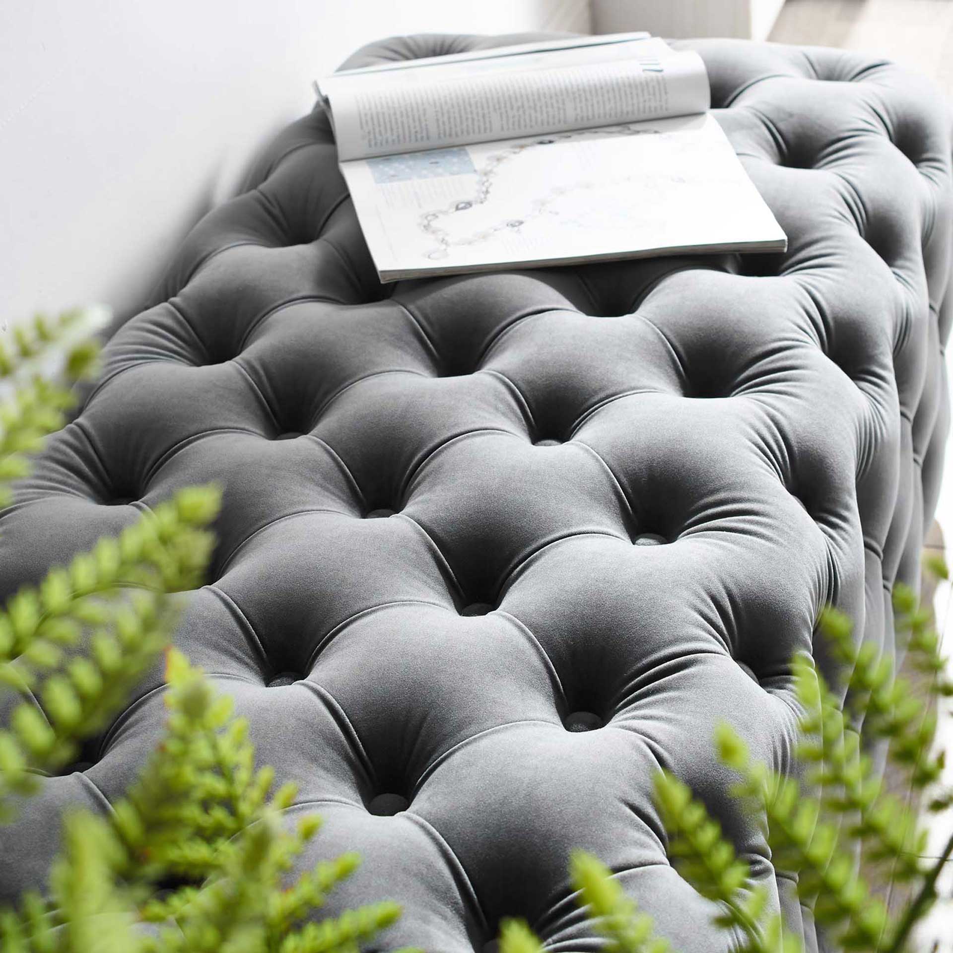 Sarah Velvet Bench Gray - Image 5