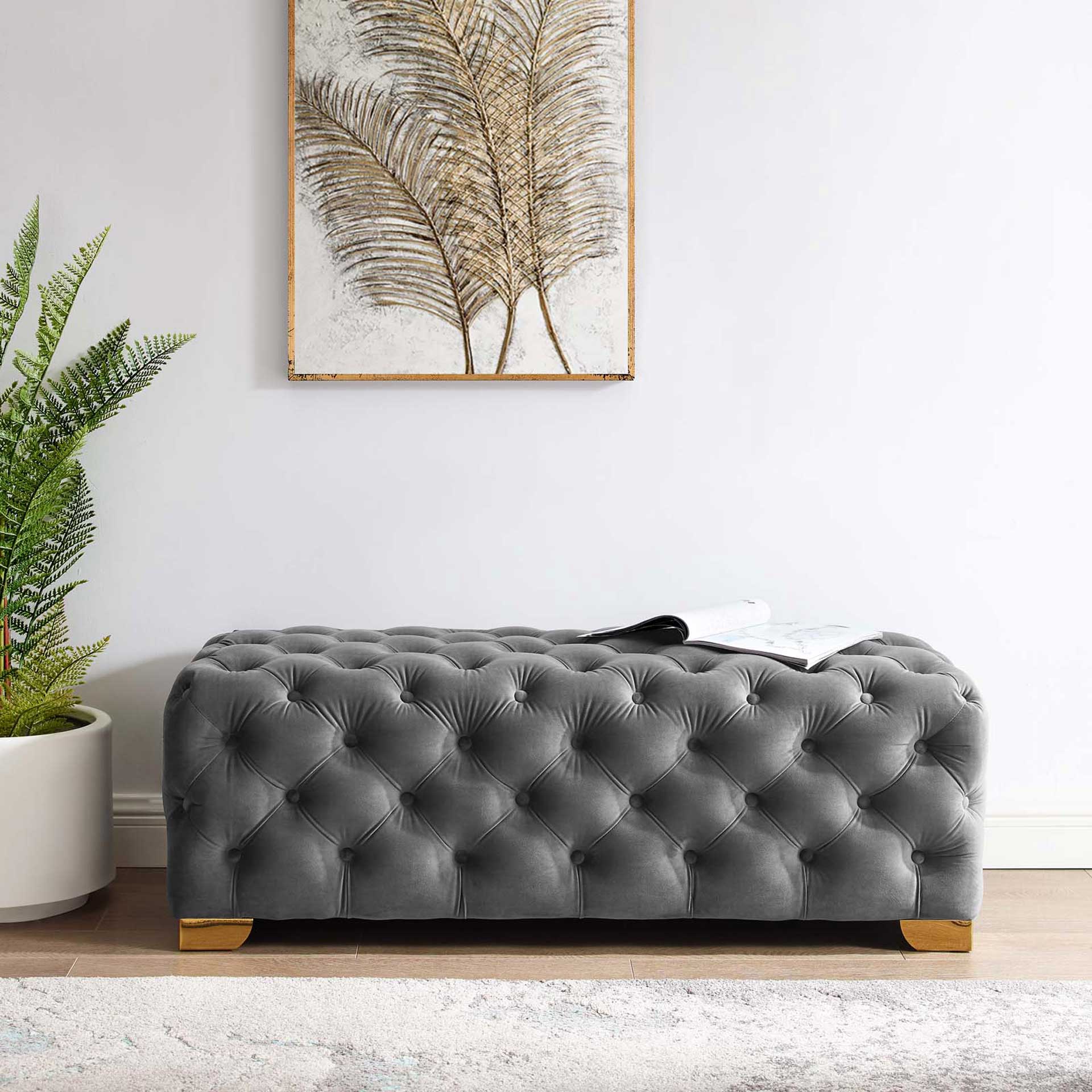 Sarah Velvet Bench Gray - Image 6