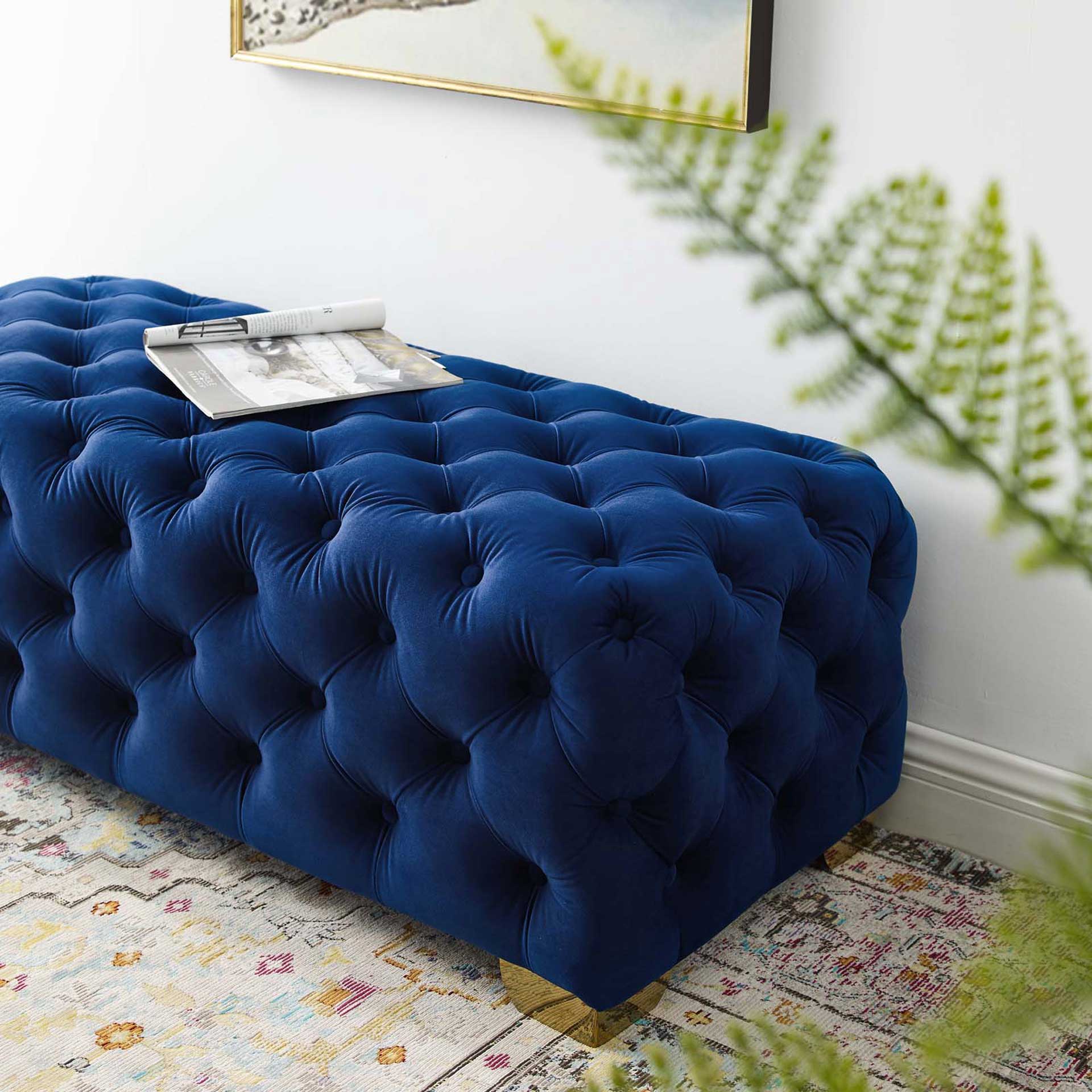 Sarah Velvet Bench Navy - Image 5