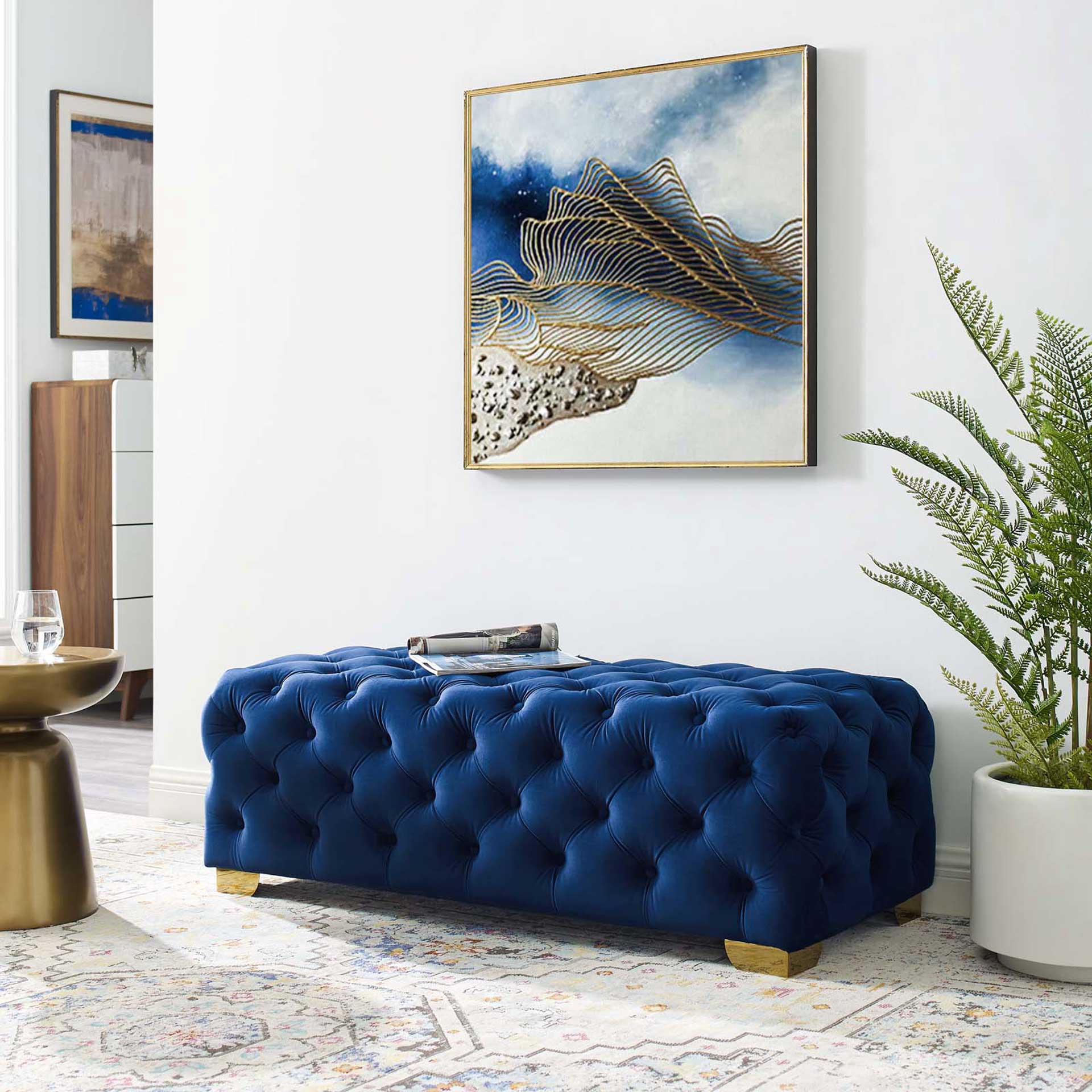 Sarah Velvet Bench Navy - Image 6