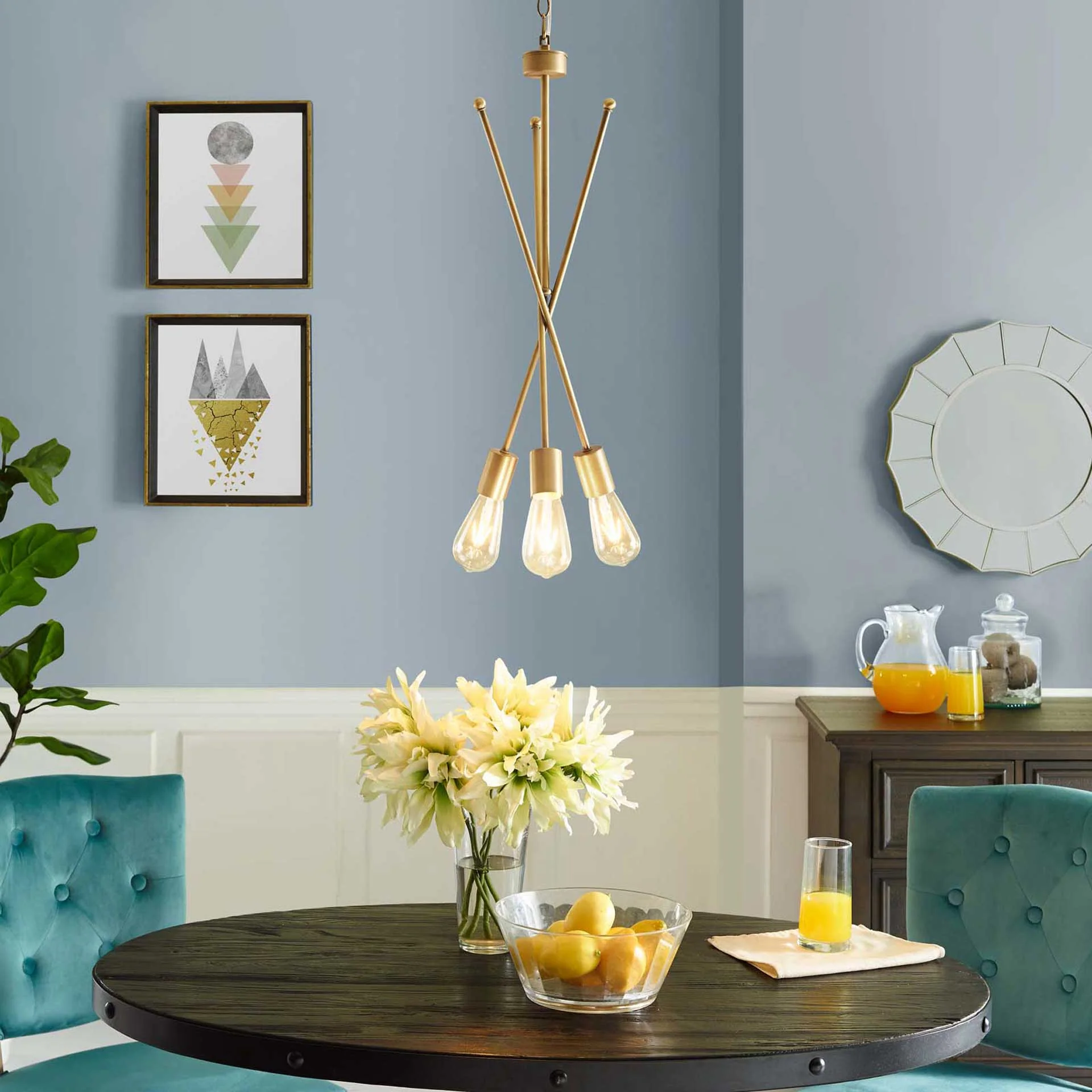 Saranac Brass Pendant Chandelier Brass Gold - Image 4