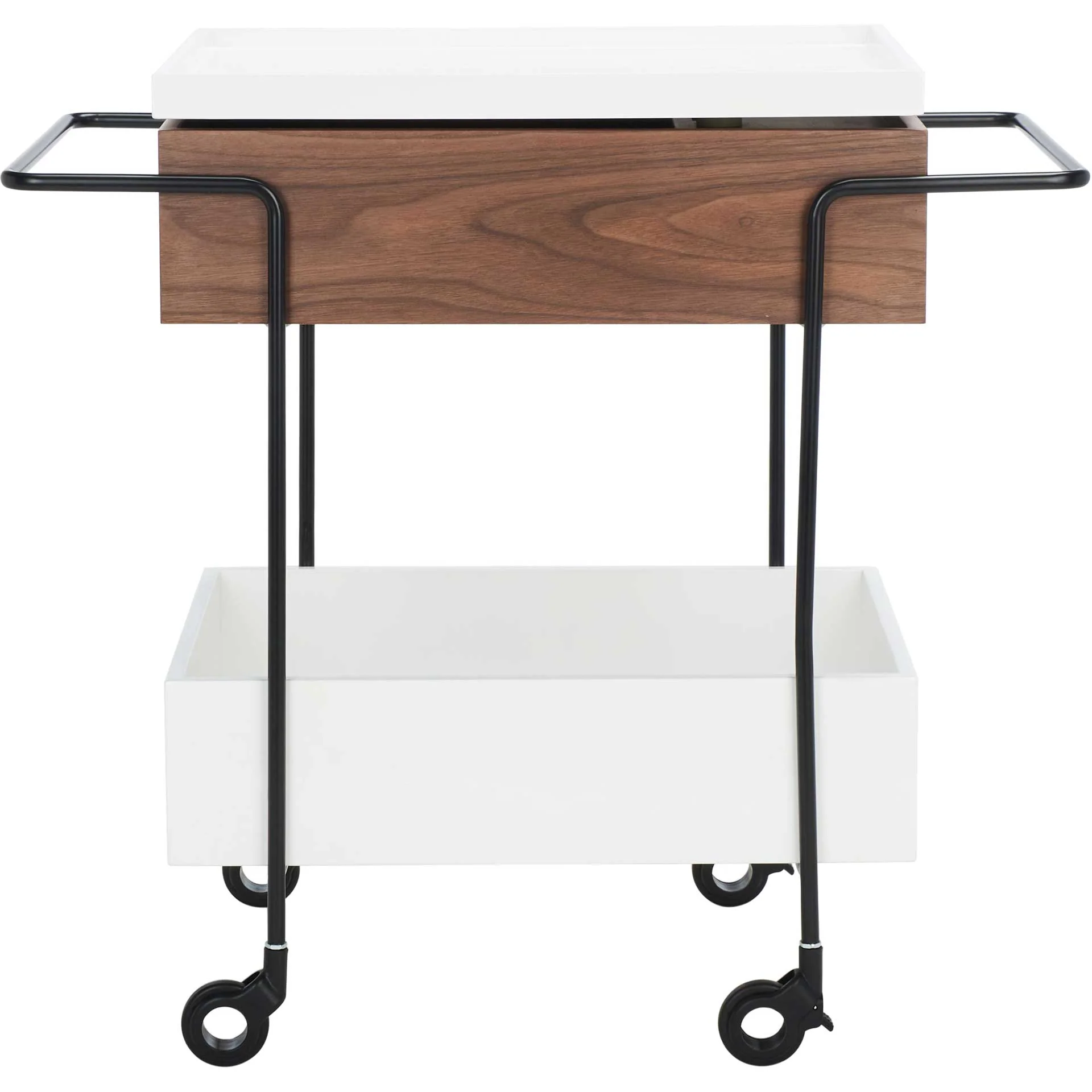 Scandlee Tray Bar Cart Walnut/White/Black - Image 2