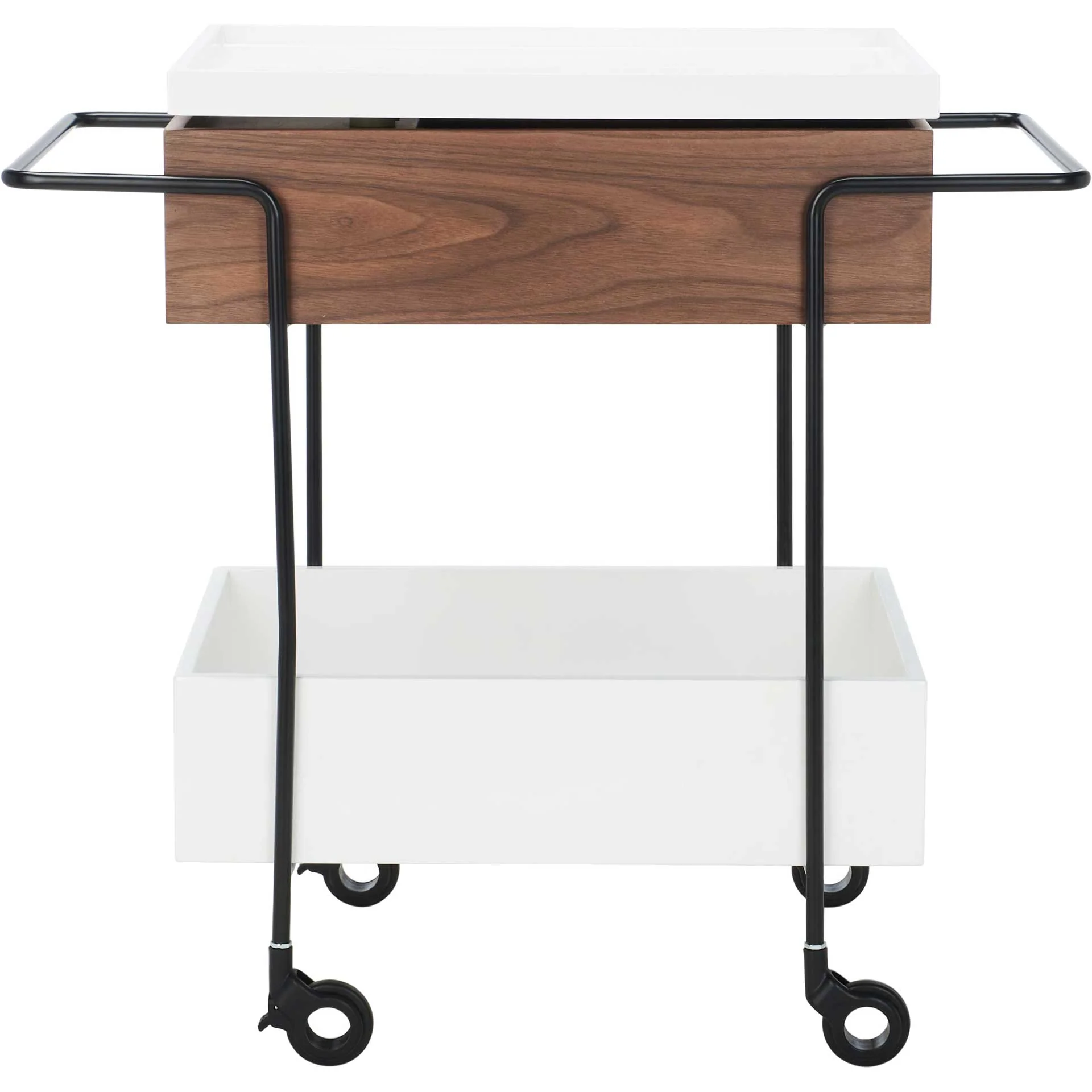 Scandlee Tray Bar Cart Walnut/White/Black - Image 3