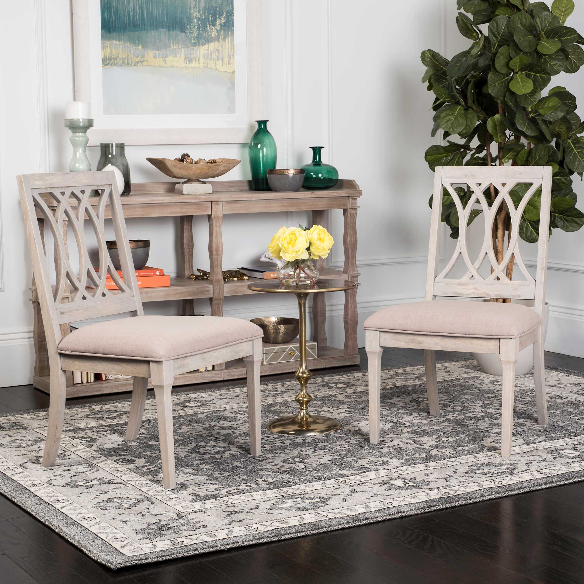 Seaside Linen Side Chair Taupe/Rustic Gray (Set of 2) - Image 9
